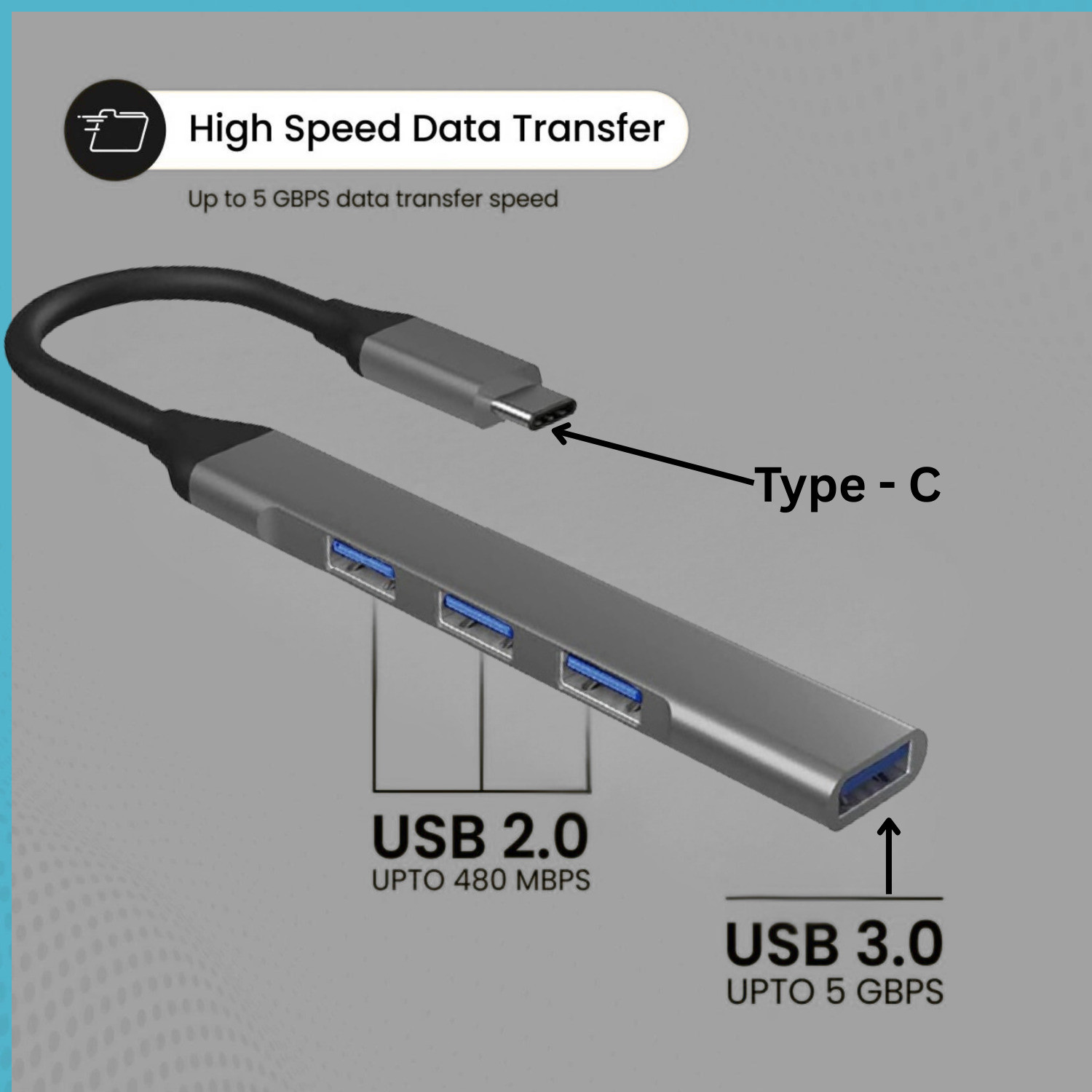 Image of DELOX Type C & Micro USB 4 in 1 OTG Connector - Fast Data & Charging TYPE-C USB 3.0 USB Hub