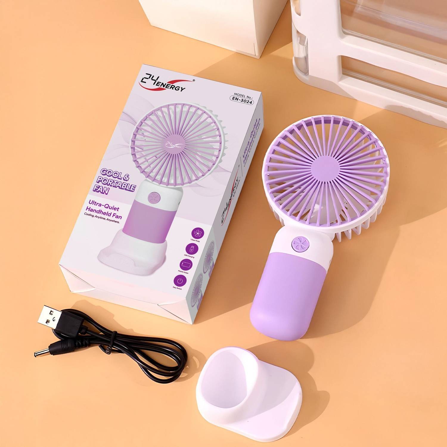 24 ENERGY Wind Blast USB Mini Fan - Purple - Image 4