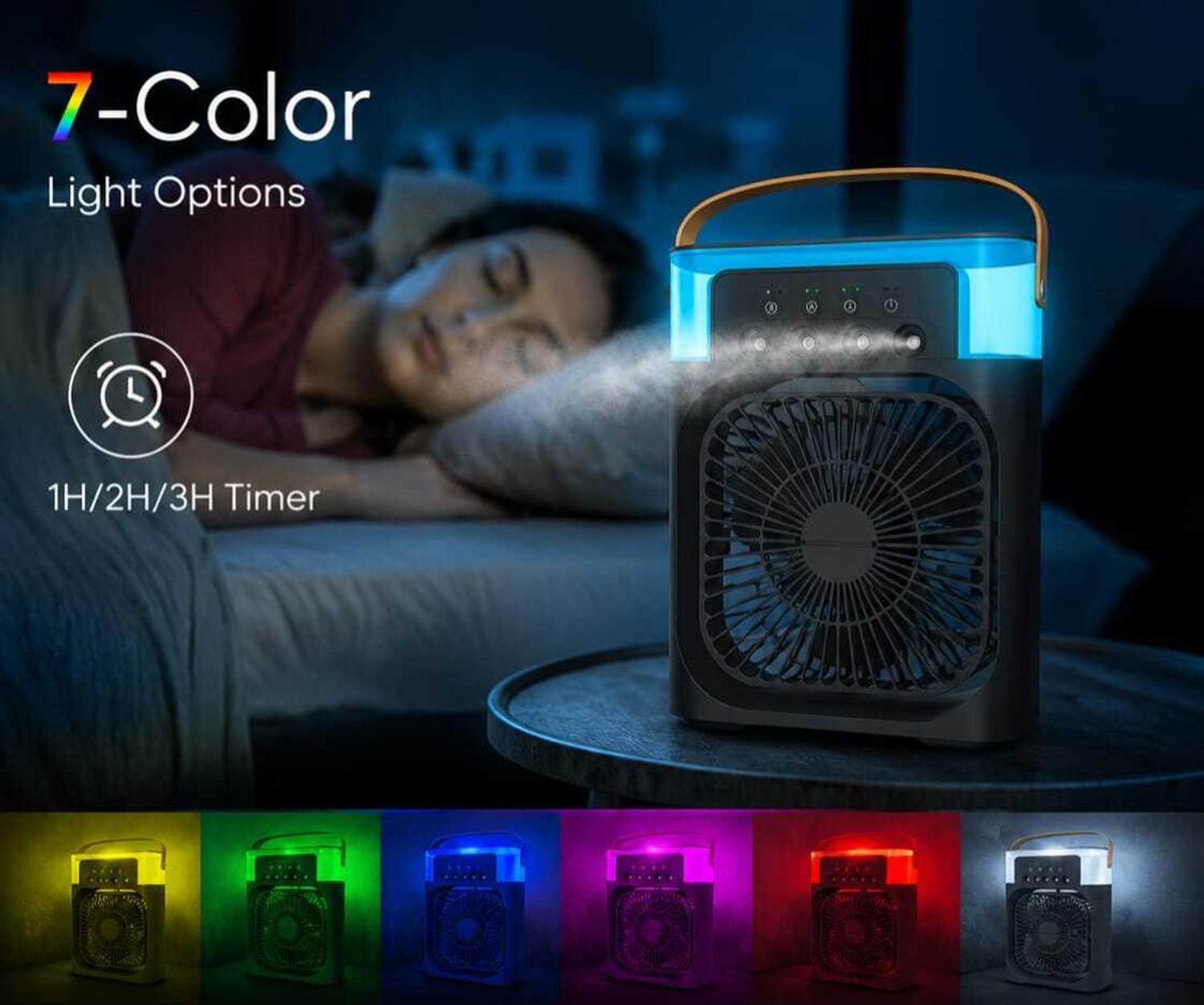Image of SakhiHome Mini Desk 3 in 1 Air Cooler - Mist and Humidifier with USB Cable & LED Light MC-4038 USB Air Cooler