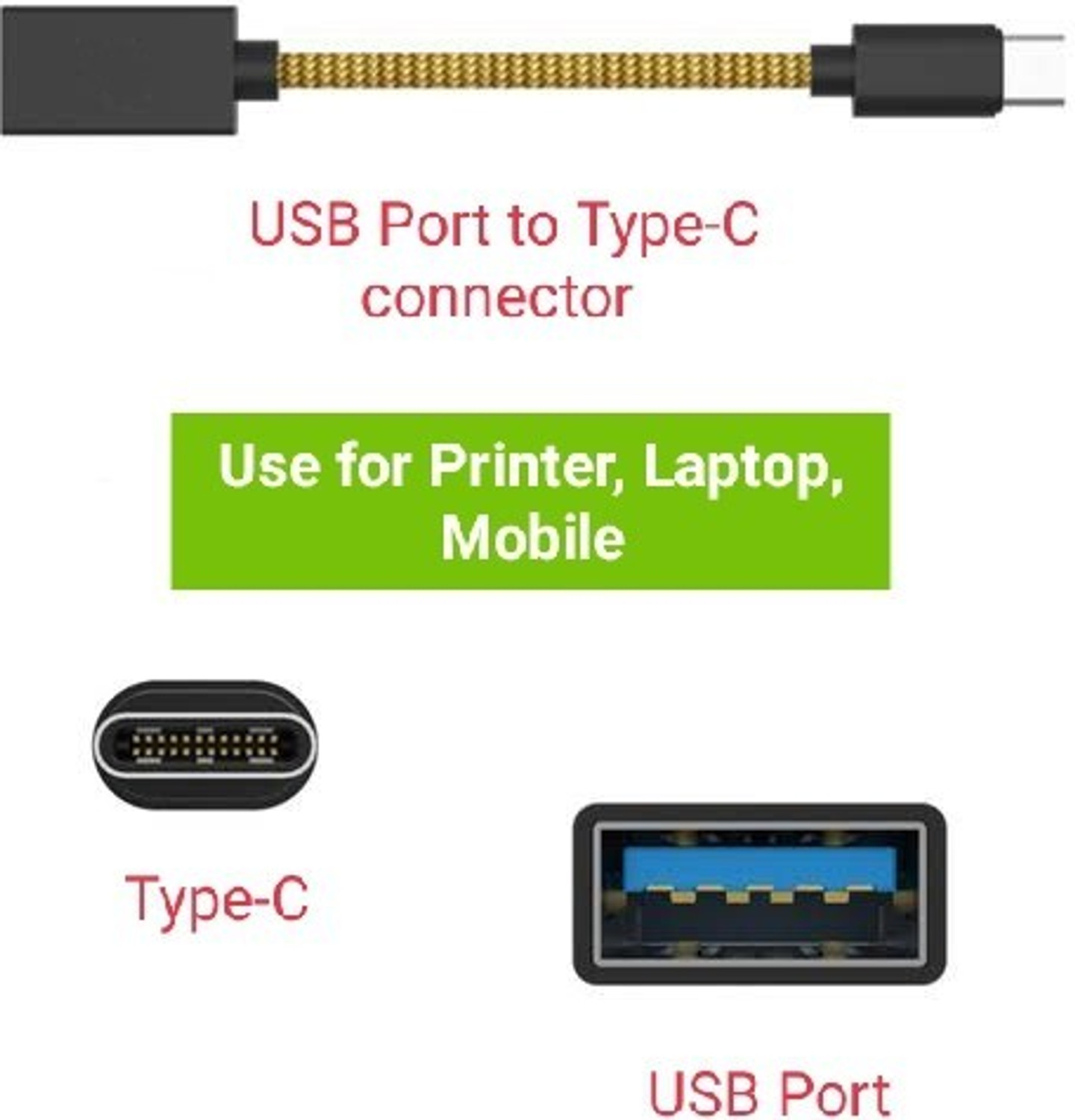Image of JANGI USB Type C OTG Adapter TX16 USB Type-C OTG Adapter for connecting Printer to mobile phones USB Cable