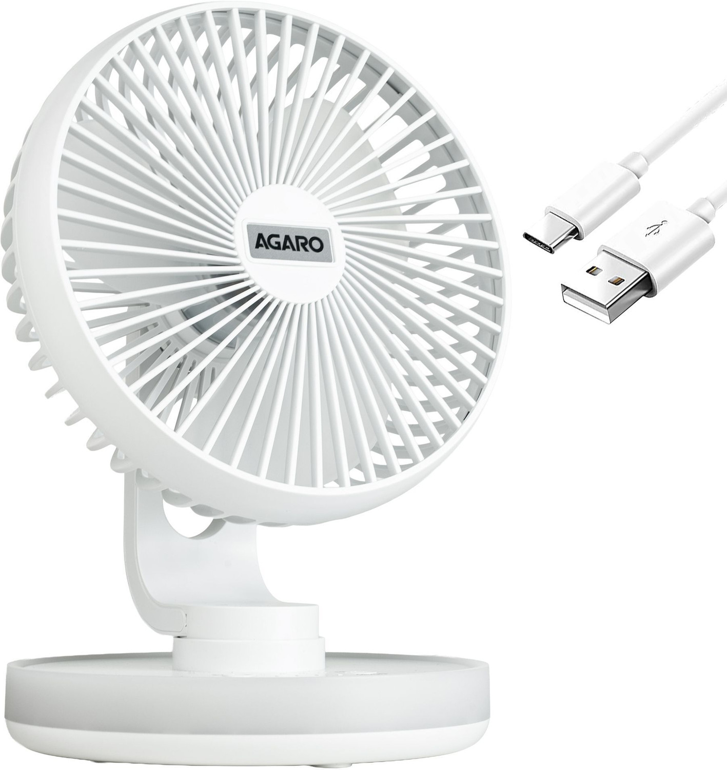 Image of AGARO Alpha Desktop Fan with Light, 4 Inches, 4 Speeds, Oscillating Table Fan, 34051 USB Fan