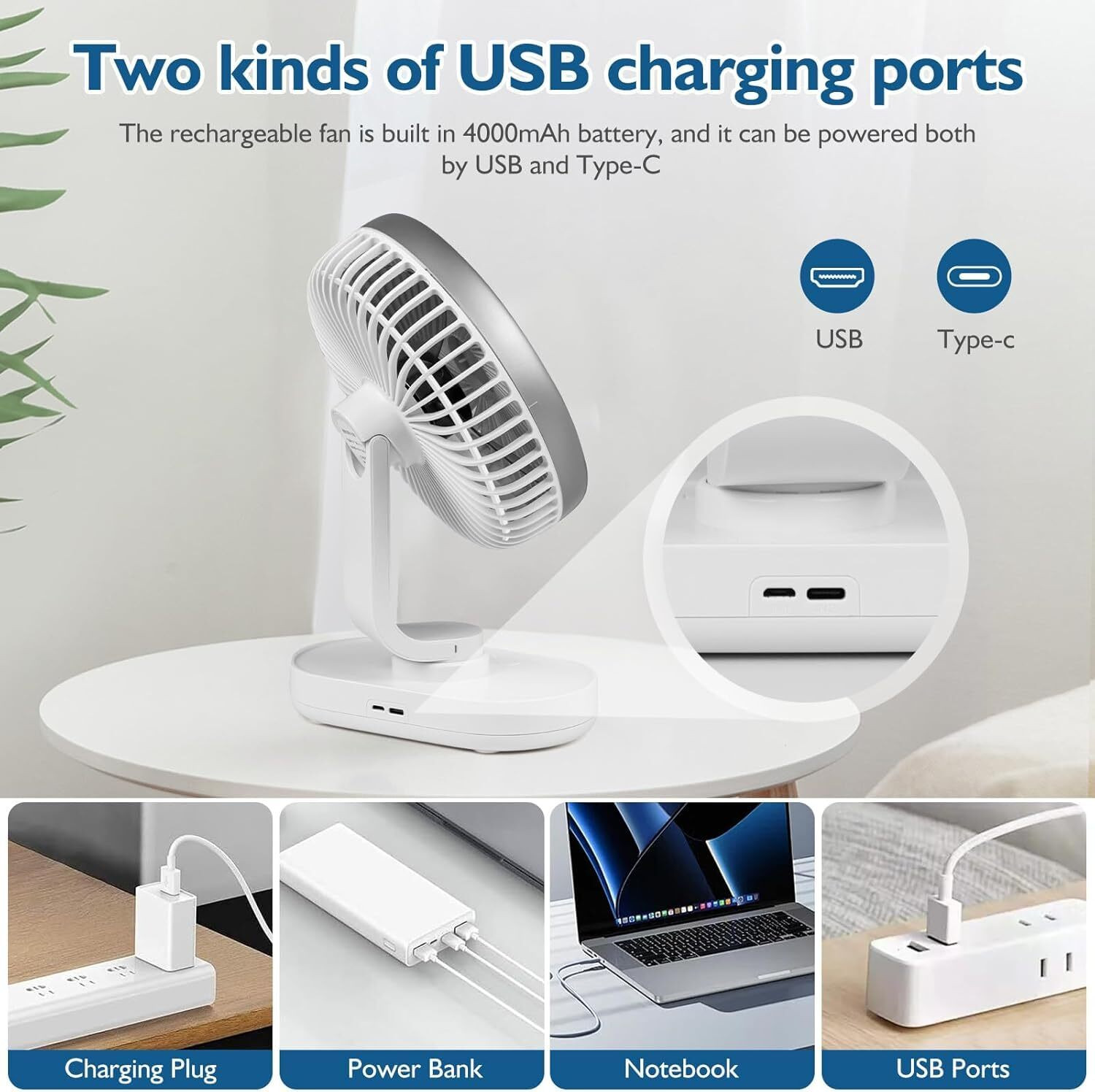 Image of Woomzy Table Fan Rechargeable Table Fan with LED Light High Speed Fan for Home Ultra High Speed 1400 mm Table Fan