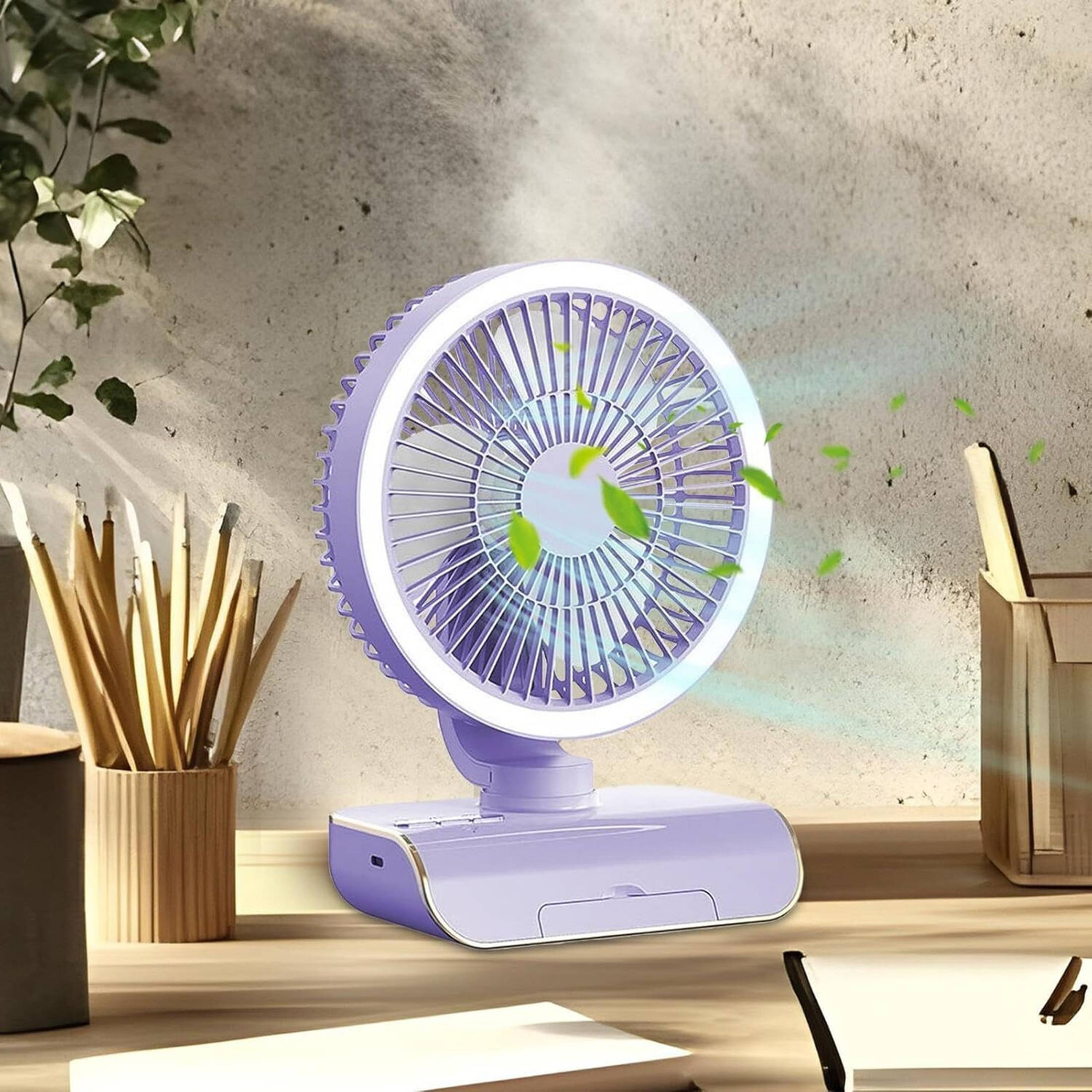 Image of Tazomi Portable USB Fan with 3 Speeds|Up to 5-hours Battery Backup|Type-C Charging Mini Portable Battery Operated Multi-Function USB Fan