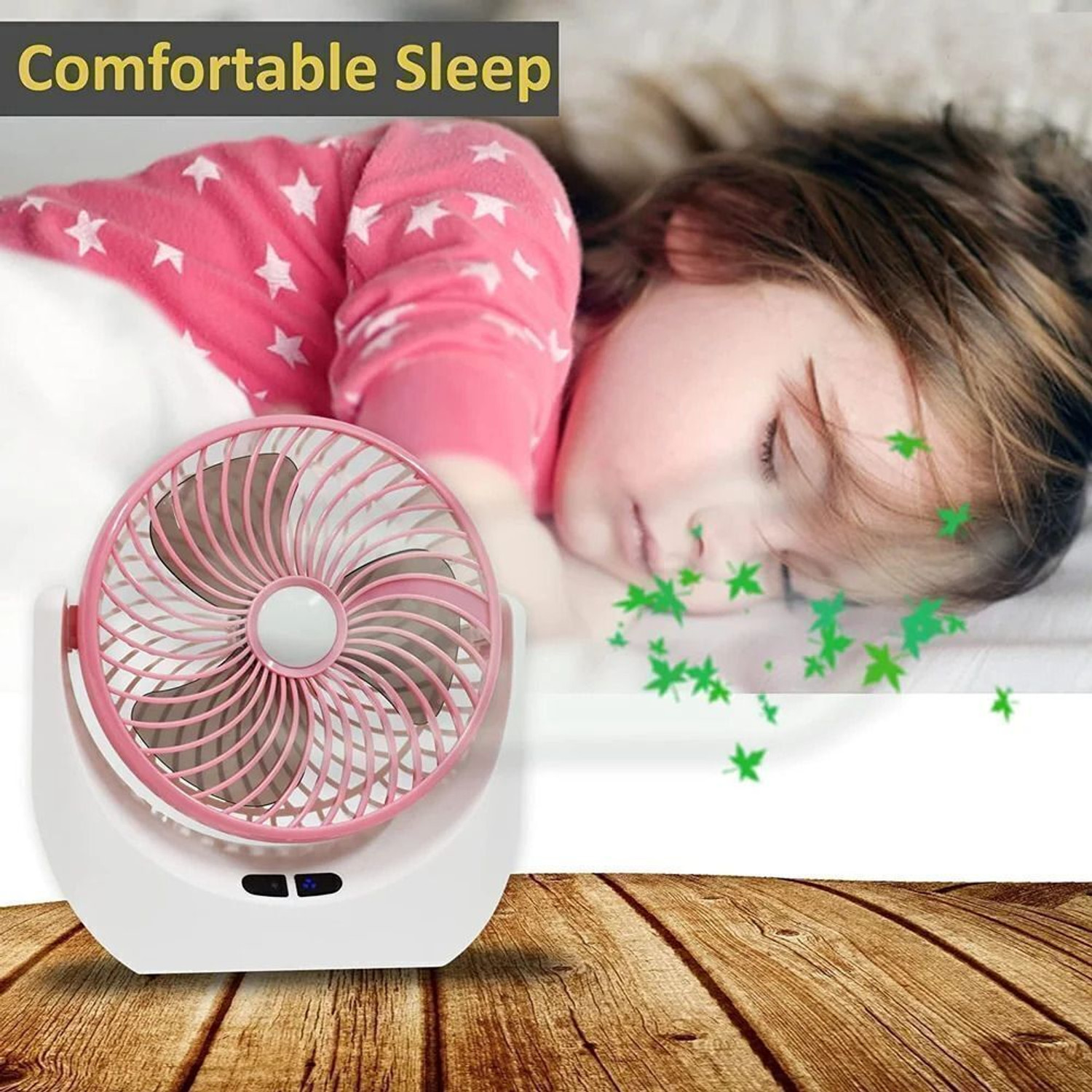 Image of Ampeva High-Speed 4000mAh Rechargeable Table Fan with LED Light, Portable Fan, USB Fan, USB Battery Powered Quiet Personal Fan, 3 Speed For Office, Home, Kitchen USB Fan