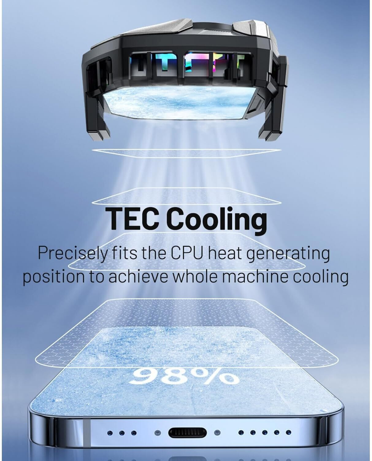 Image of FITRIC Semiconductor Gaming Phone Cooler Mobile Cooling Fan Radiator with LED Display Gaming Accessory Kit