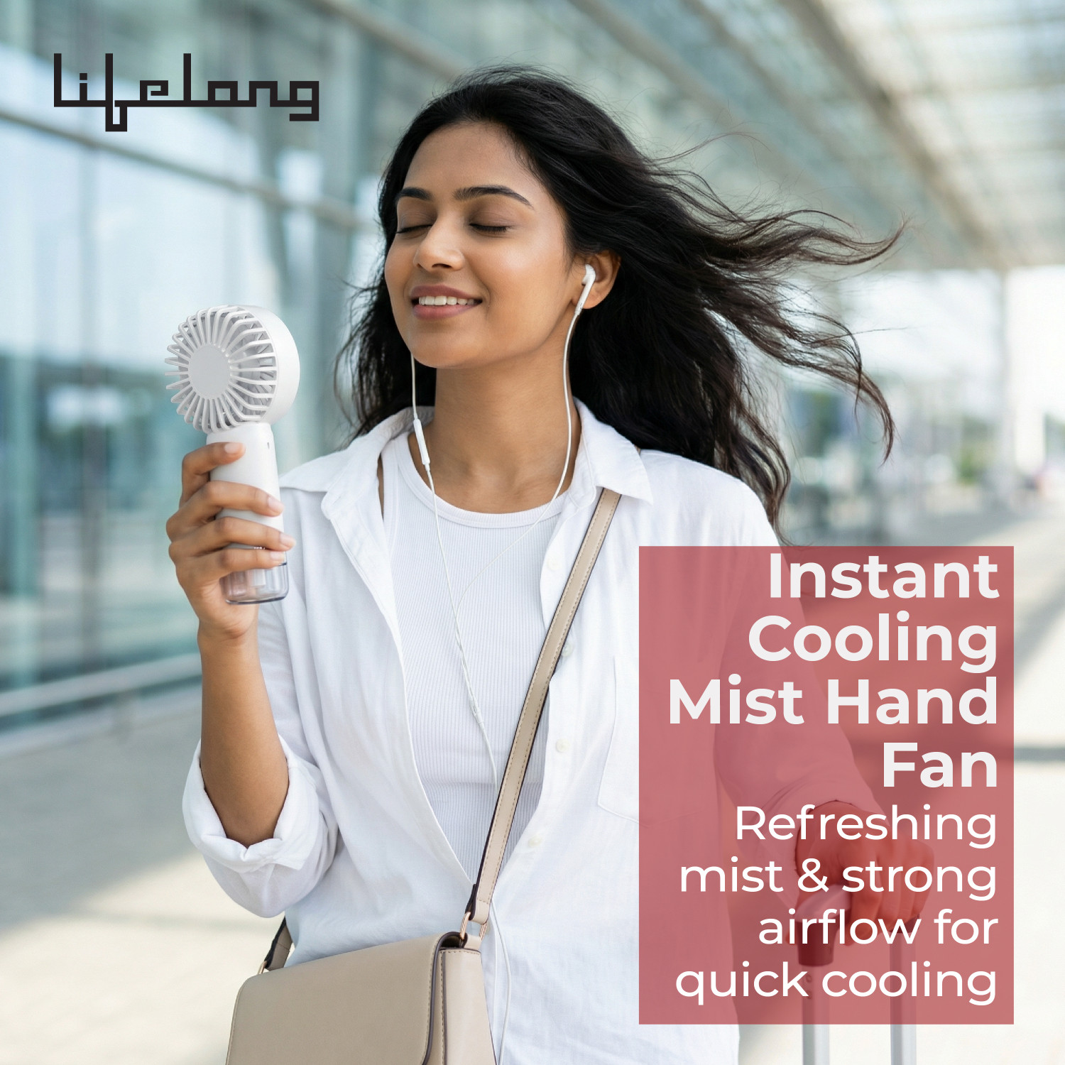 Image of Lifelong Lifelong Mini Hand Fan for Home, Office & Traveling | 500mh Rechargeable battery LLSCMHF001 USB Fan