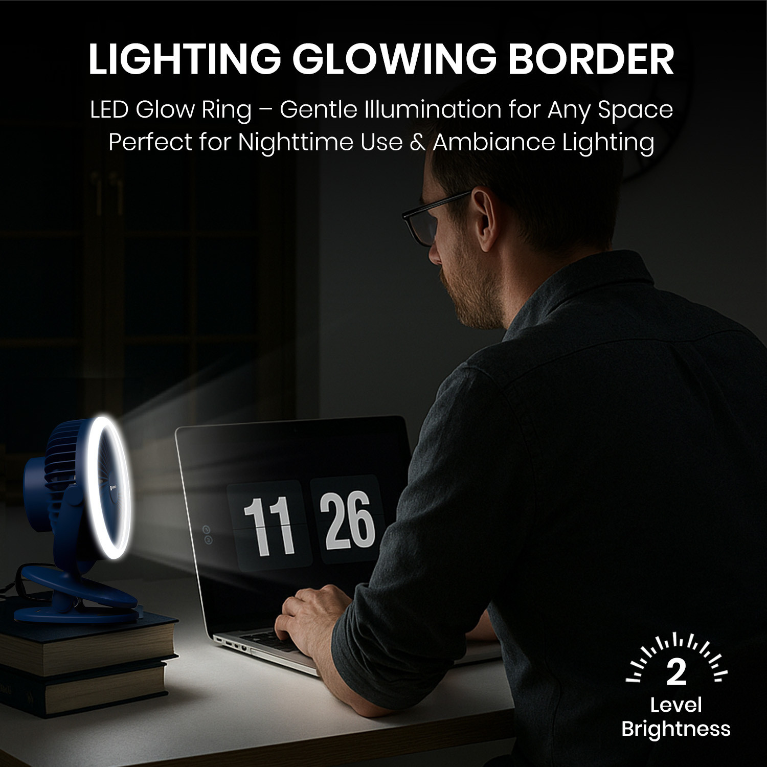 Image of Portronics ClipCool Portable Rechargeable Fan with Clip & Ring Light, 360 Rotatable POR-3050 USB Fan