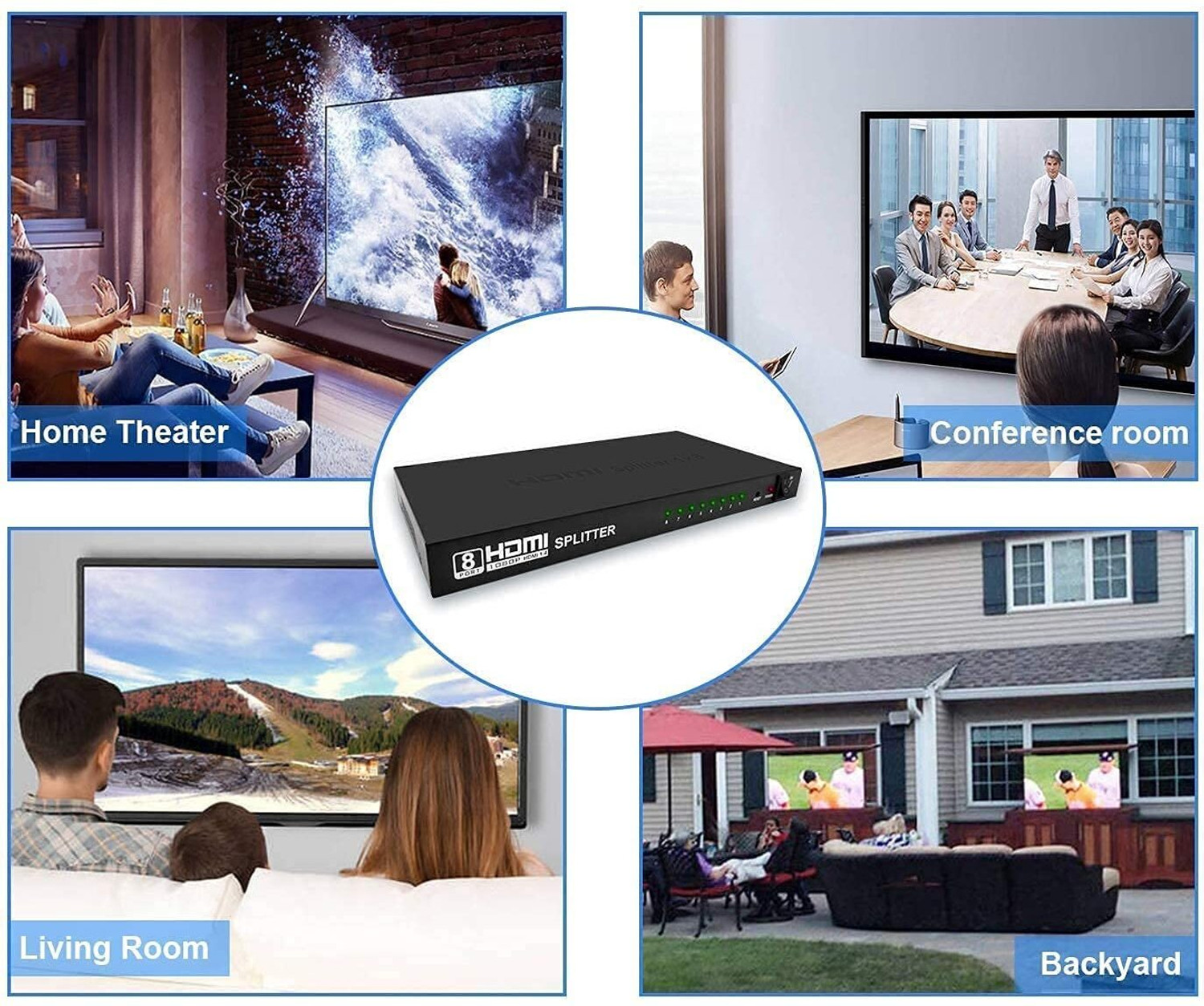 Image of RuhZa HDMI Splitter 1 in 8 Port Out of Full HD Support 1080 P 4k 1x8 HDMI Splitter 4K HDMI Connector