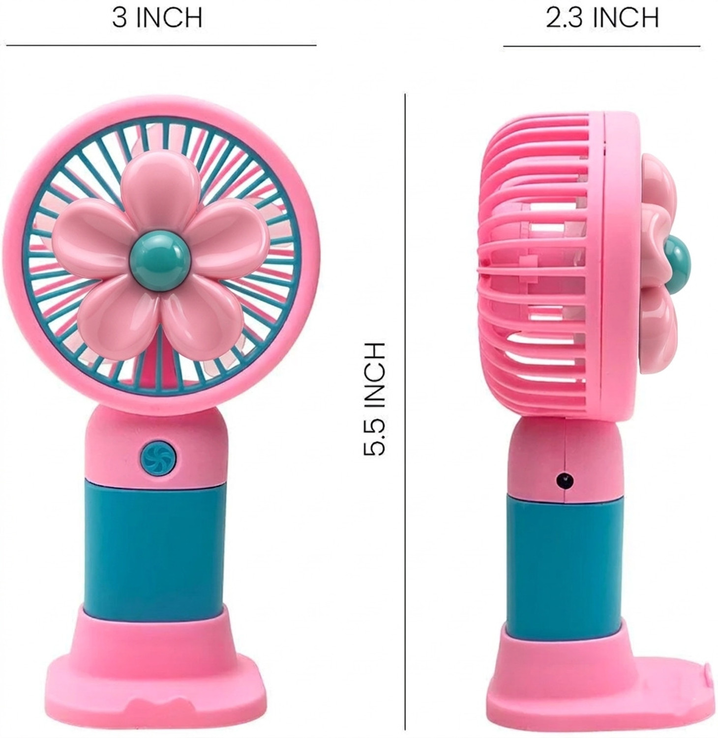 Image of Linaa Mini Portable Fan | 2 in 1 Combo Rechargeable USB Fan with Stand & 3 Speed Modes K170770 Rechargeable Fan