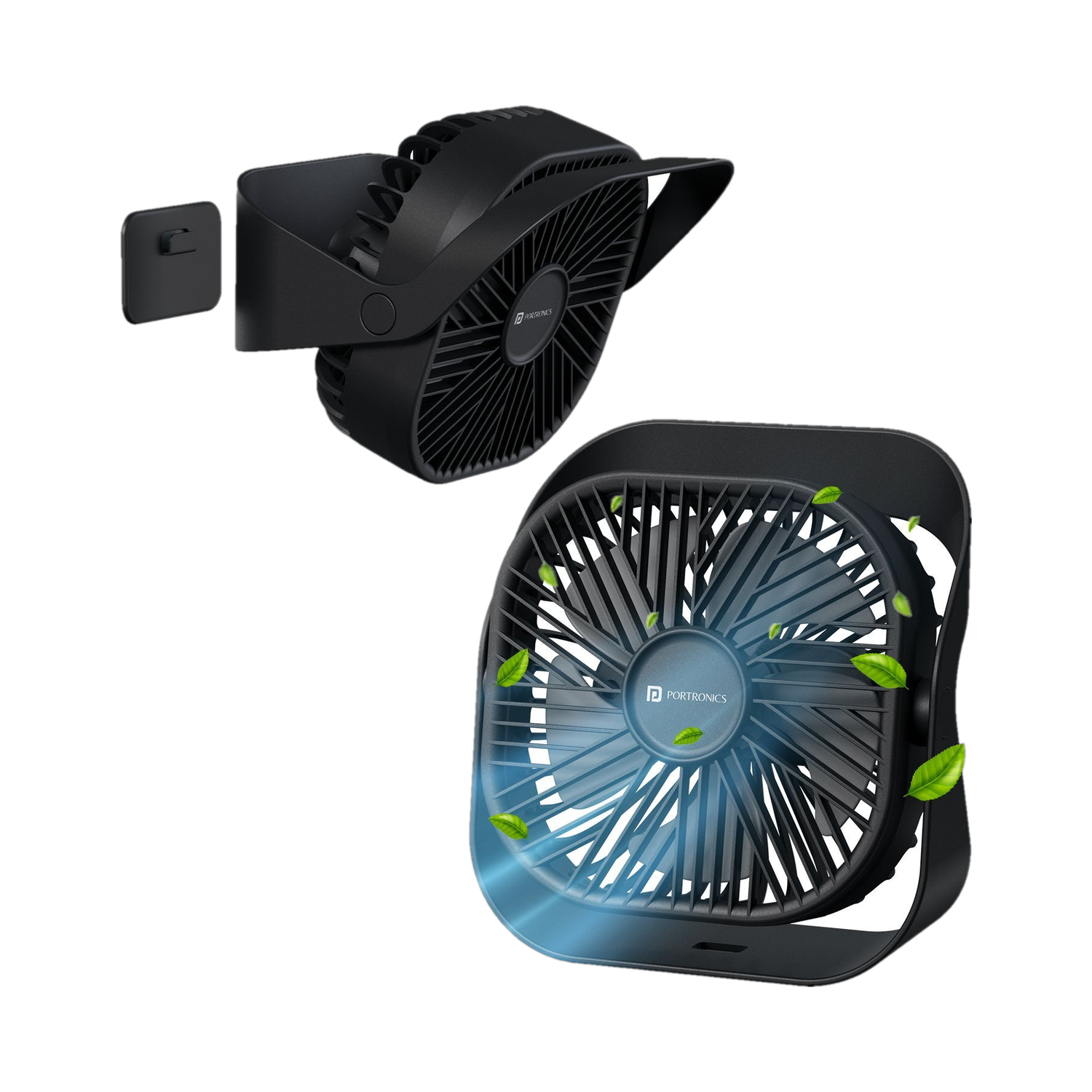 Image of Portronics CoolCube Mini, 2-in-1 Desktop & Wall Fan, Type-C Charging, 3 Speed Modes,2000mAh POR-3088 USB Fan