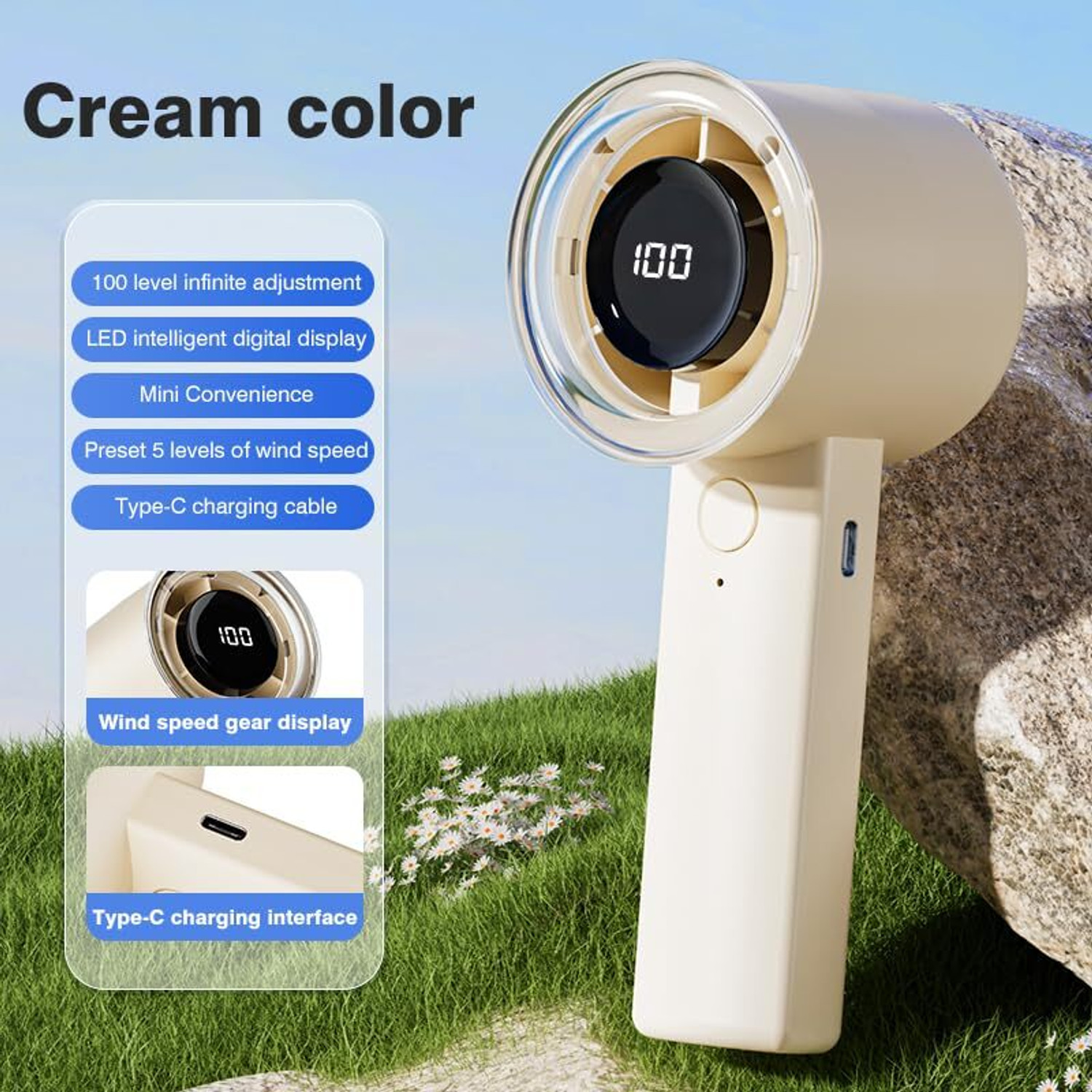 Image of SKYTONE USB Rechargeable Mini Portable Hand Fan White Mini Fan USB Fan