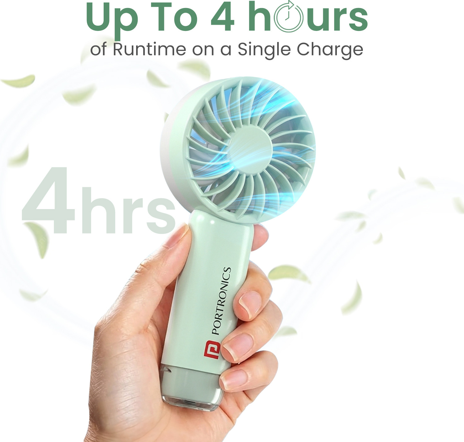 Image of Portronics Toofan Mini 2 Rechargeable BLDC Personal Hand Fan, 4000mAh Battery & 6000 RPM POR-3546 Rechargeable Fan