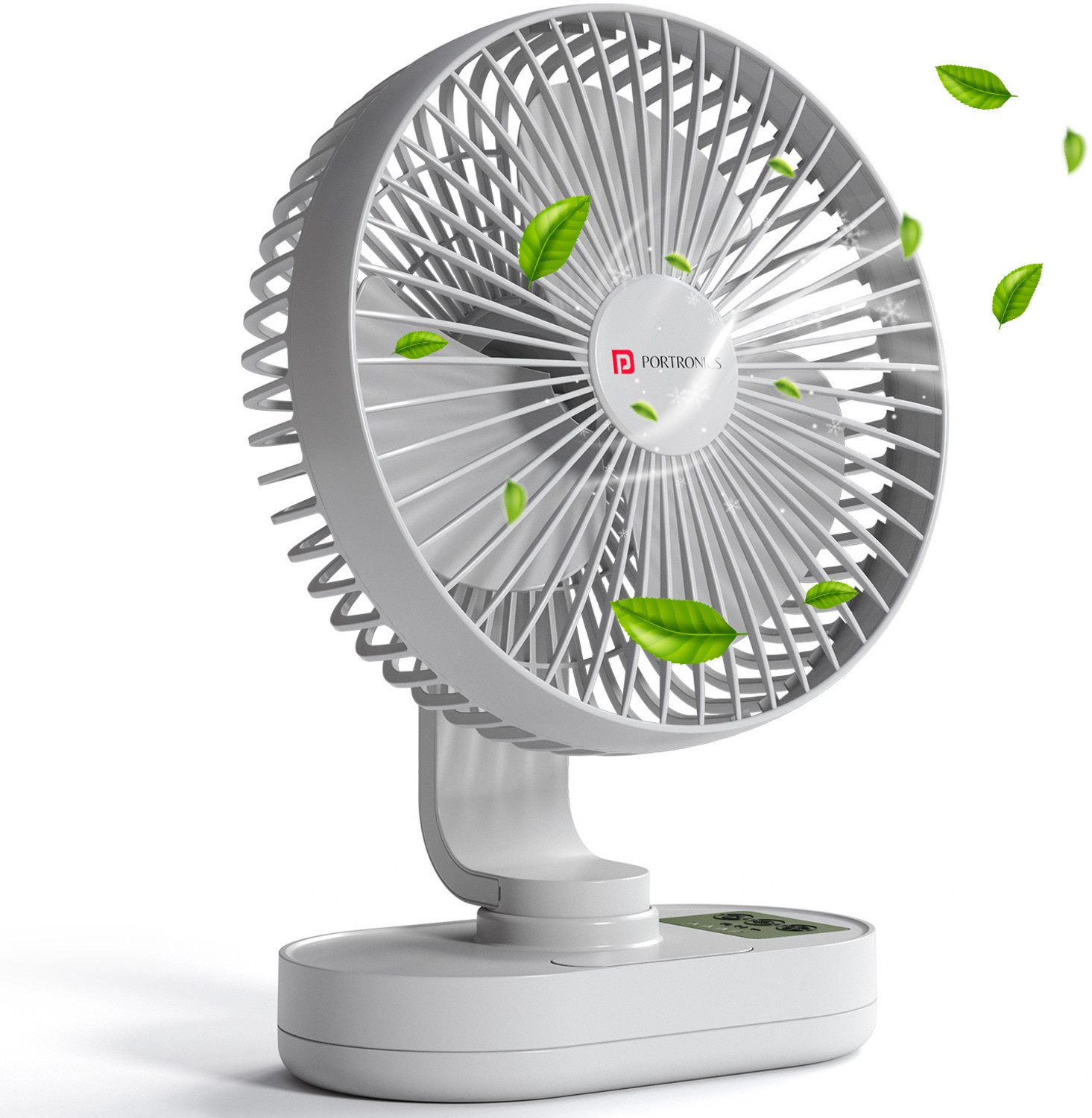 Image of Portronics Airloop Rechargeable Desk Fan with Automatic Oscillation, BLDC Motor & 3 Speeds POR-3435 USB Fan