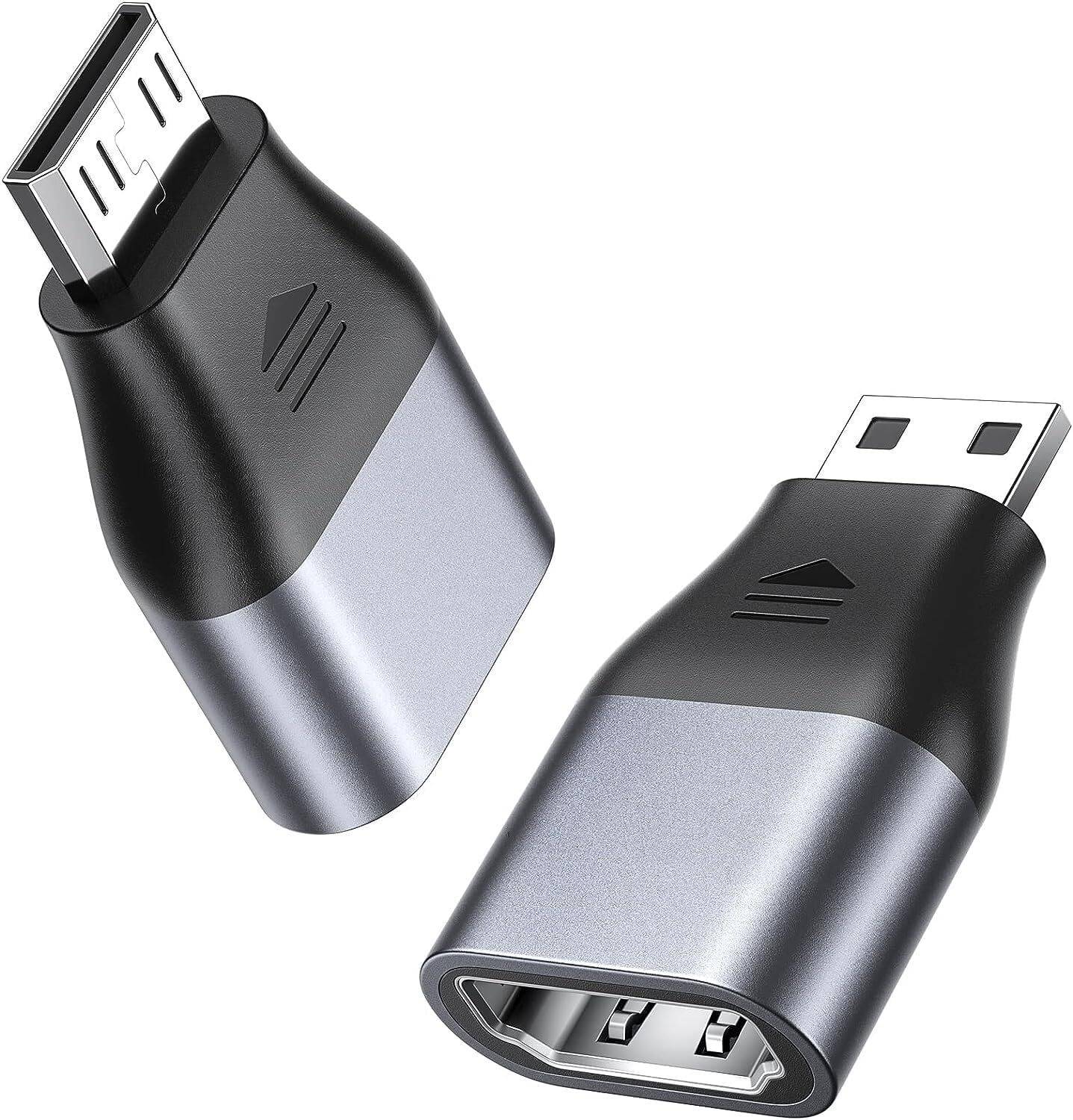 VOOCME Mini HDMI to HDMI Adapter, Mini HDMI Male to HDMI Female Cable with 4K 60Hz HDR 3D 18Gbps Dolby, Compatible for DSLR,Camcorder(Pack of 1) HDMI Connector