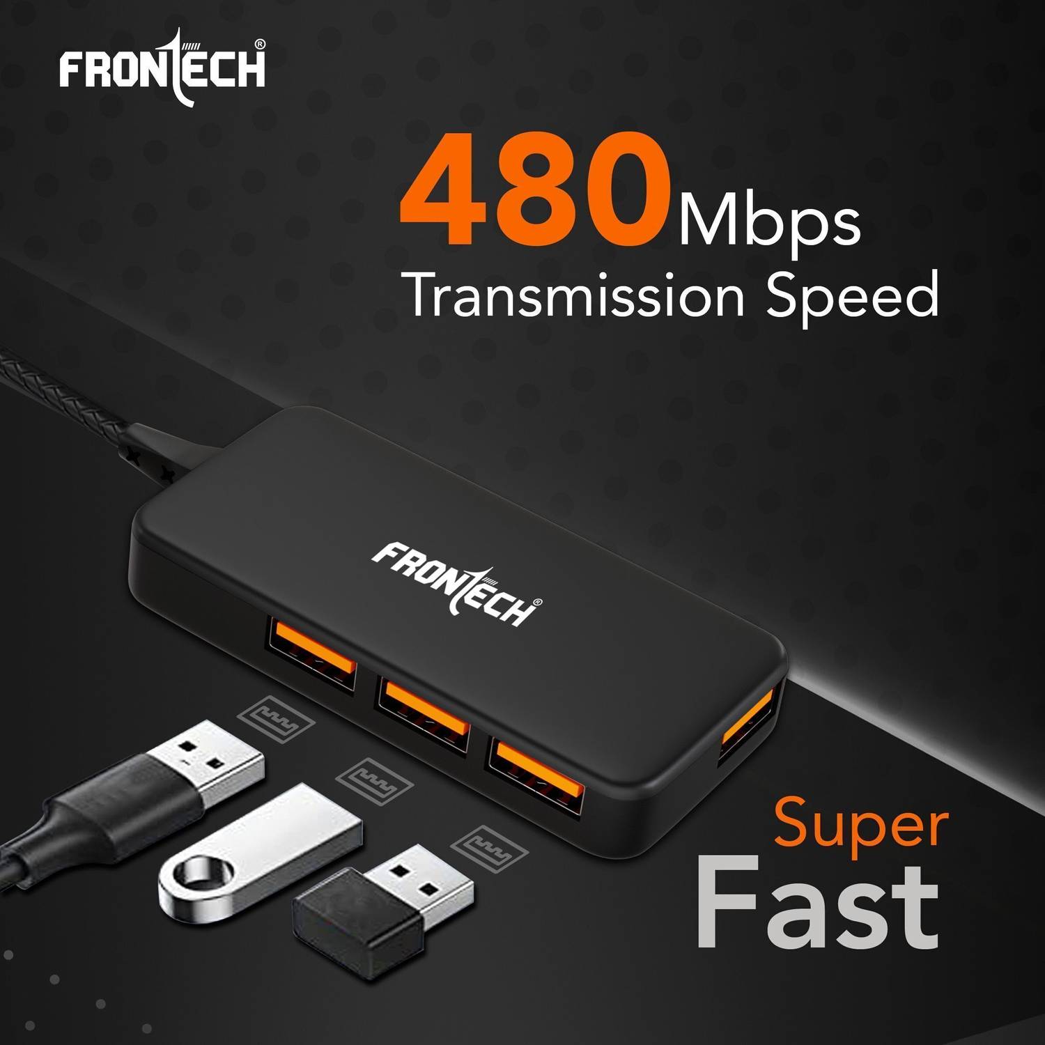 Frontech 4 in 1 USB Hub Dock, 150 Cm Cable, 480 Mbps - Image 3