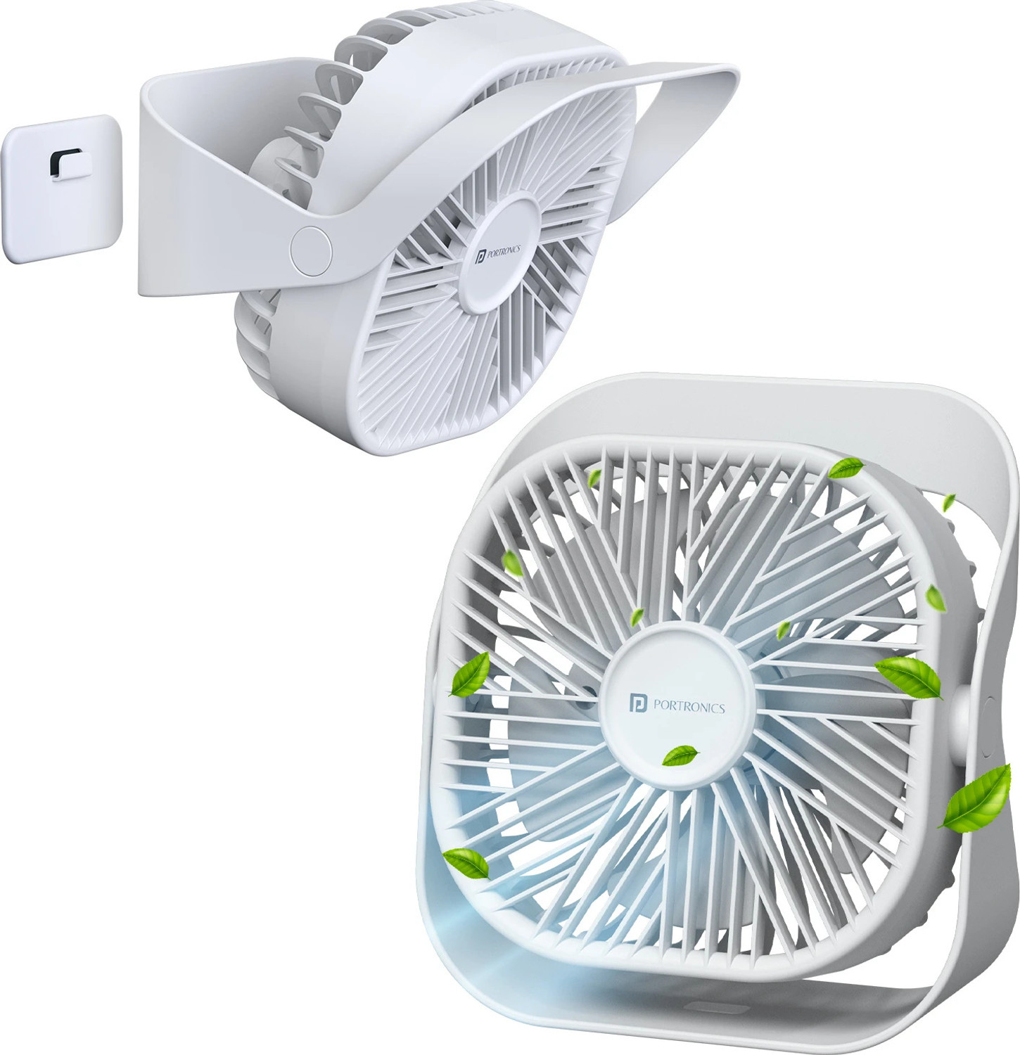Image of Portronics CoolCube Mini, 2-in-1 Desktop & Wall Fan, Type-C Charging, 3 Speed Modes,2000mAh POR-3089 USB Fan