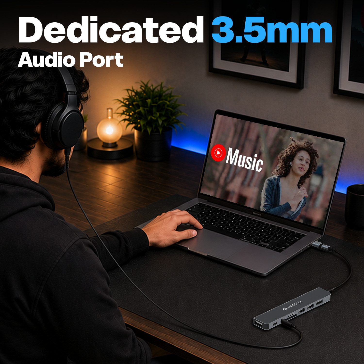 Image of AMKETTE 8-in-1 Plus (A+C) USB Type C Hub with USB 3.0, SD /TF Card Reader, 3.5mm Audio Jack, External HDD Support, Compatible with Windows, macOS & Linux USB Hub