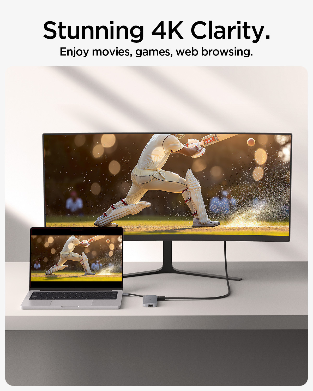 Image of Spigen 100W PD, HDMI 4K 30Hz, USB-C 5Gbps, 2 x USB-A 5Gbps, Ethernet, Audio, SD /microSD Data Ethernet Port, Audio jack, microSD /SD Card Reader USB Hub