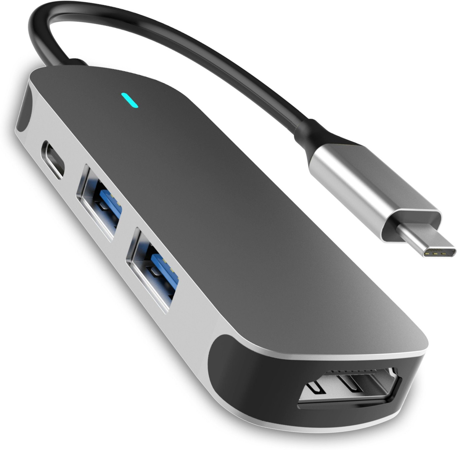 Image of Kapa USB C Type HUB 4 in 1 Adapter , Aluminium Multi Port Dongle Type-C to USB Ports, 4K HDMI Port, PD Charging Port For Macbook Pro /Air, Lenovo, Dell, Samsung Dex Other Type C Phones & Devices AT22258 Laptop Accessory, USB Hub