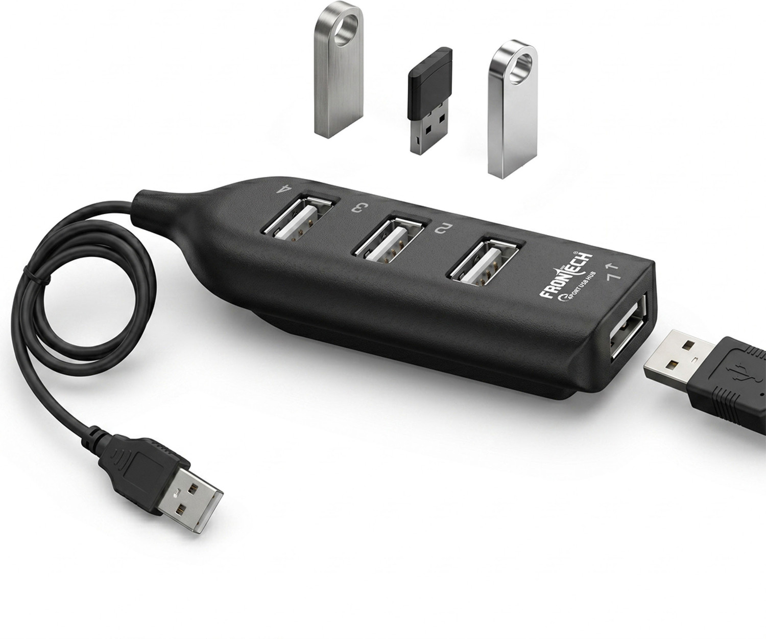 Image of Frontech 4 Port USB Hub, USB 2.0 Splitter Hub with 480 Mbps High-Speed Data Transfer NC-0085 USB Hub