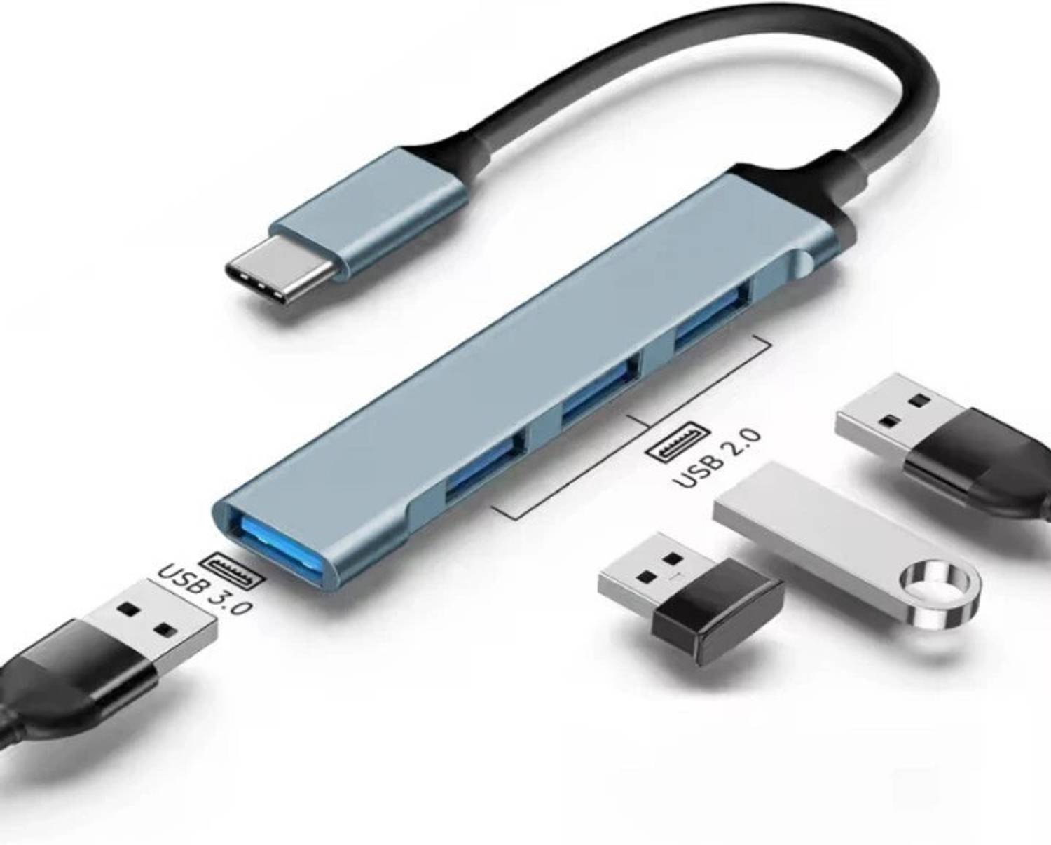 Aliens Multiport Adapter 4-in-1 Splitter Extender, 1 xUSB 3.0 & 3xUSB 2.0, 5Gbps Data, for MacBook, Laptop, PC & Type-C Devices USB Hub