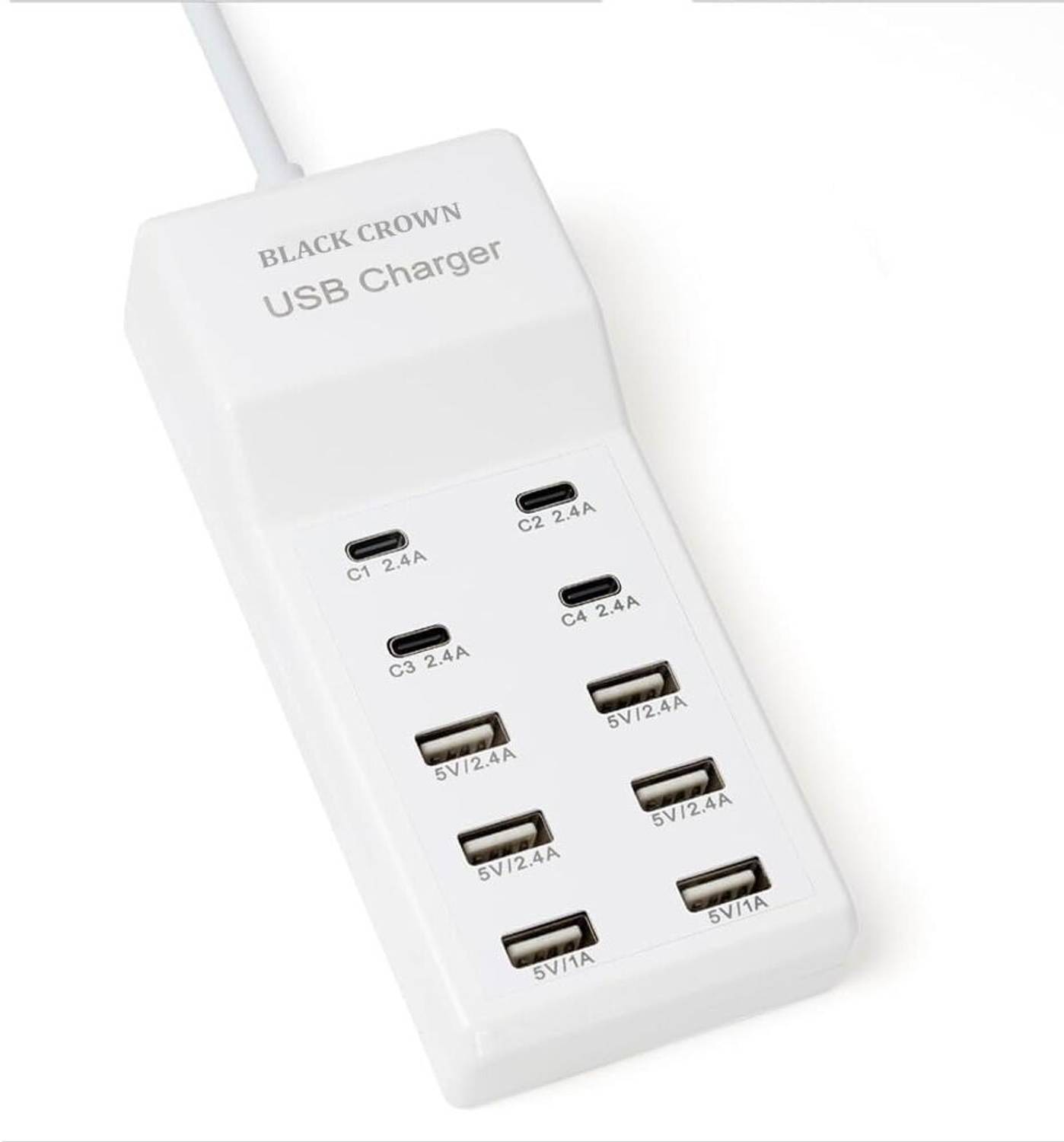 1Goal 10 Port USB C Charger, 4 USB C + 6 USB Charger Block, Upgraded 10-Port Fast Charging Station Hub,PD 65W Laptop Charger Adapter Super Fast Type C ChargingHub USB Charger