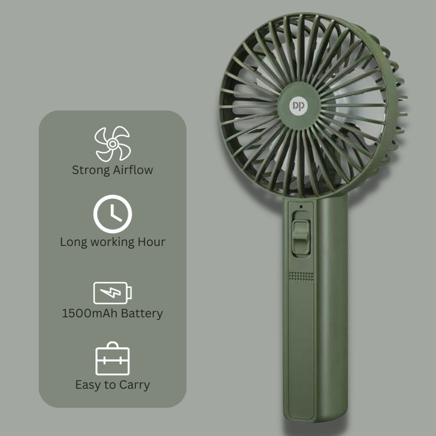 Image of Dp 7633 (RECHARGEABLE PORTABLE FAN) 7633 (RECHARGEABLE PORTABLE FAN) 1500mAh Battery Mini Fan Rechargeable Fan