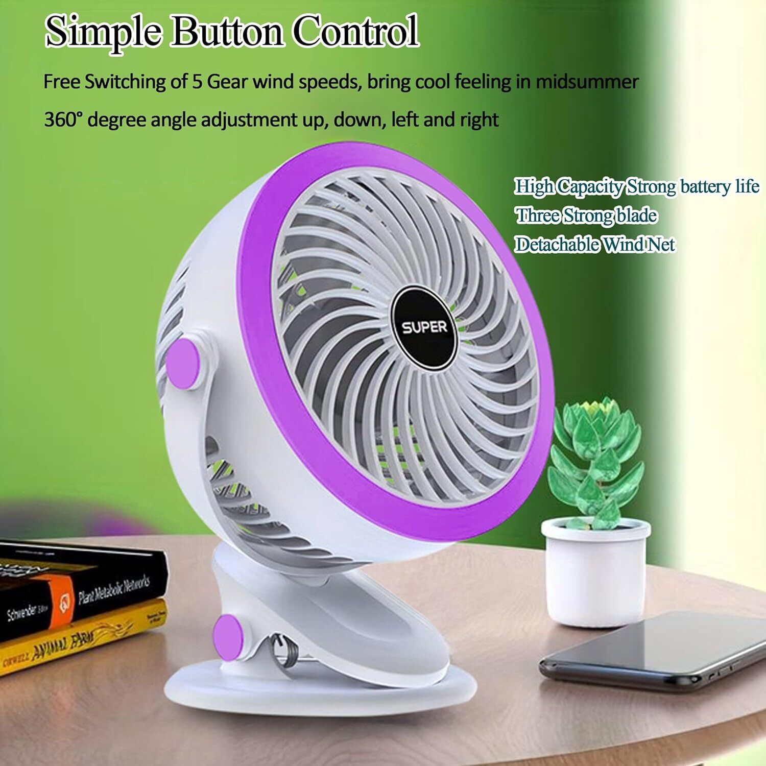 Image of Solisca Neck,Air Conditioner Fan Cooling Plate 4400mAh Rechargeable Battery Operated Mini Portable 3 Speed mode Built-in Battery Rechargeable USB Fan