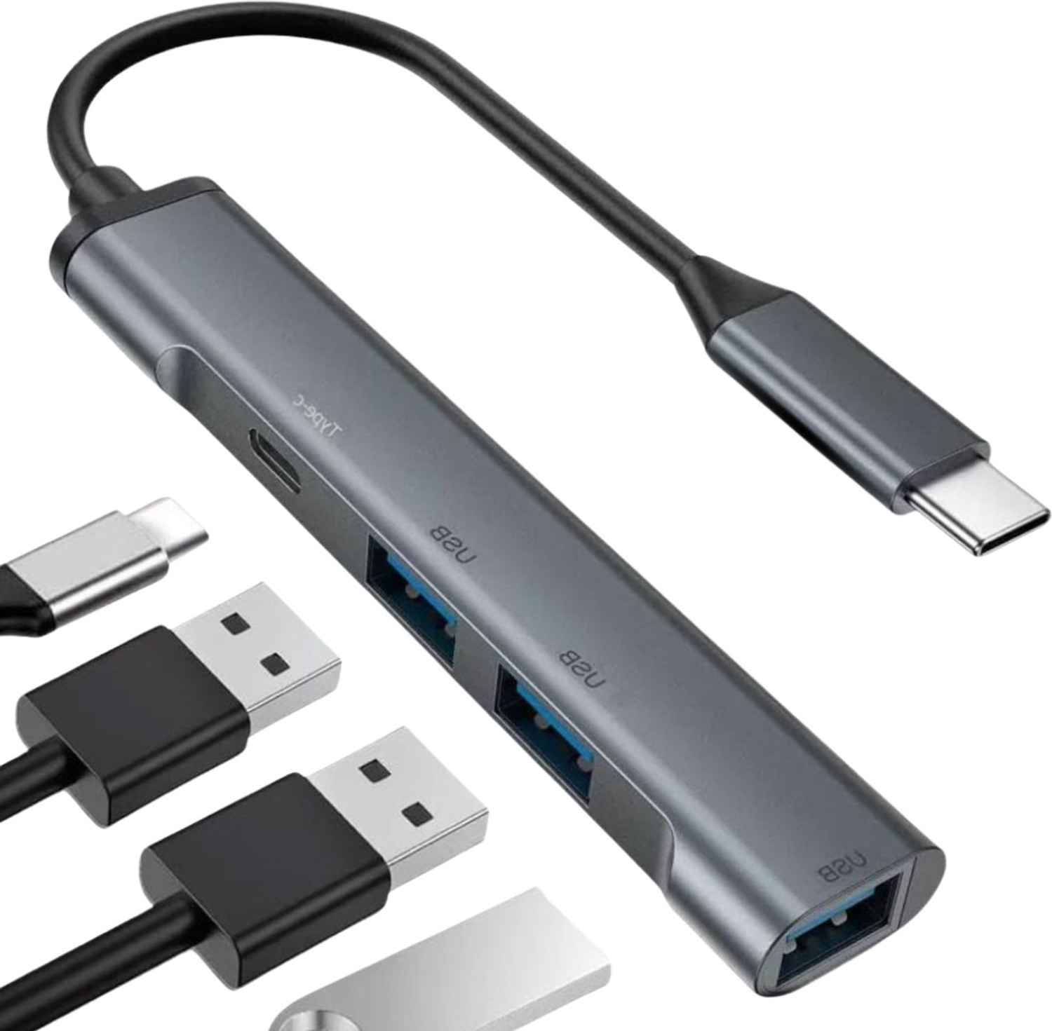 Image of WEROX USB C Hub 4 in 1 Multiport USB Adapter with 1x USB 3.0, 4X USB 2.0 Ports 60W PD Charging Port for Mac USB Hub