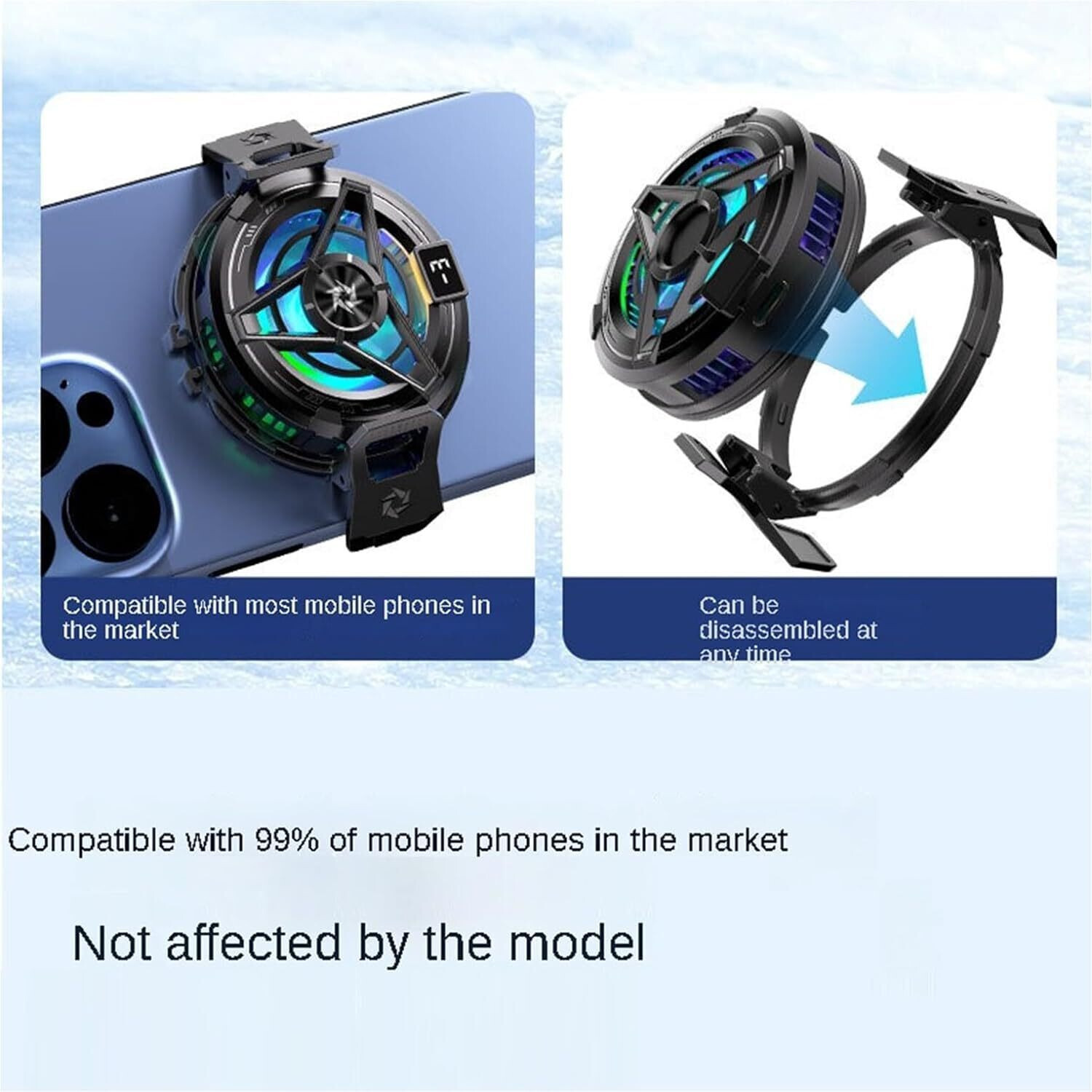 Image of SKOON Magnetic Mobile Cooler | Metal Adhesive Plate | Universal Clip | LED display USB Fan