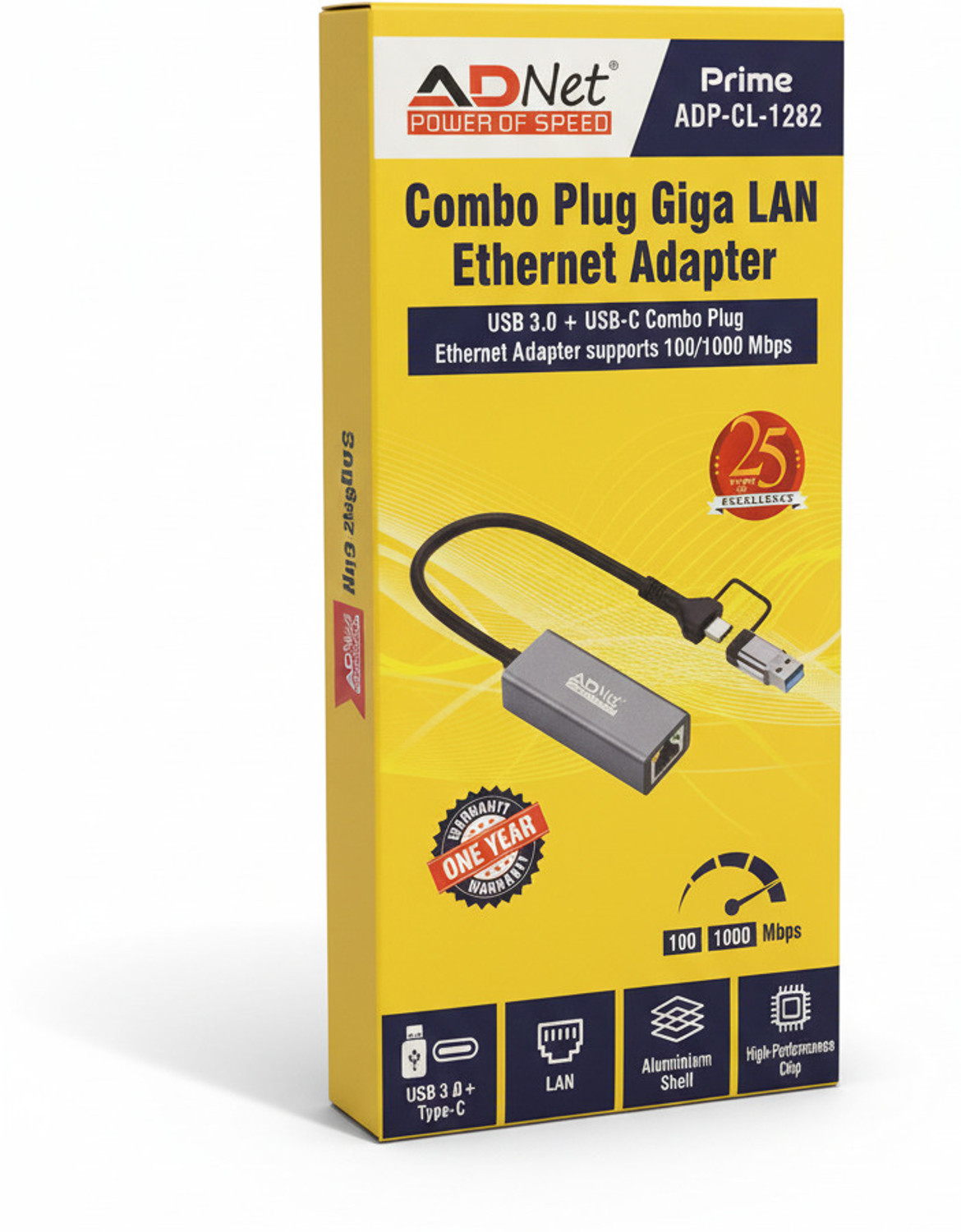 Image of ADNet Combo Plug Giga LAN Ethernet Adapter 1000Mbps USB LAN Card