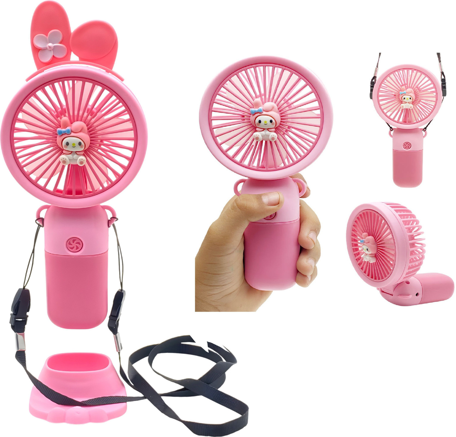 Image of Felinar Handheld Neck Desk 3 in 1 Mini Fan 90 Foldable Mini Portable USB Fan 1-Speed Mini Portable Fan Rechargeable USB Handheld Fan in pink USB Fan