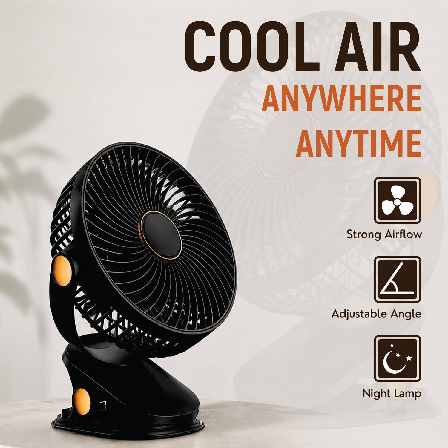 Unix Mini Clip Fan 110mm, USB Type-C - Image 2