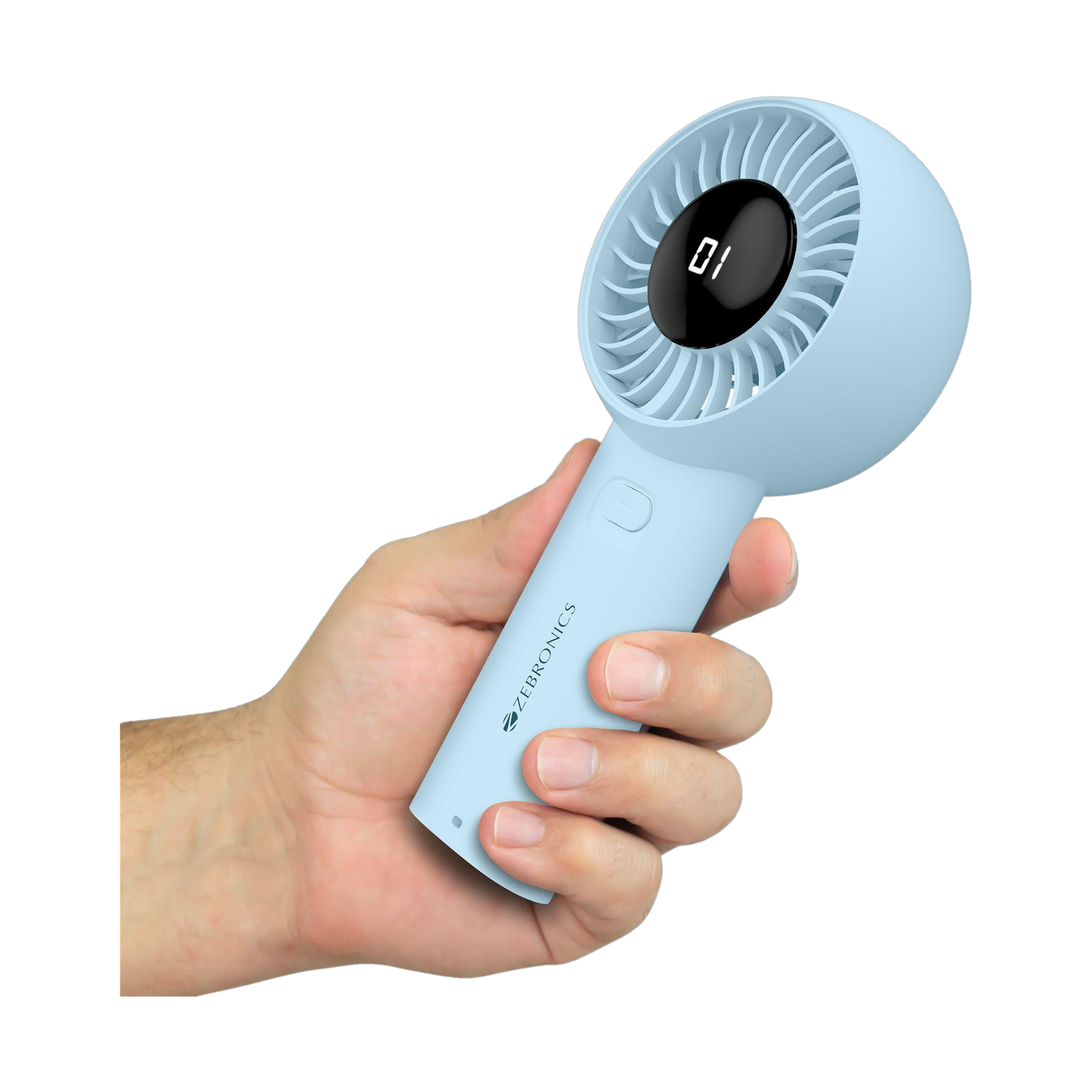 Image of ZEBRONICS Portable Hand Fan, Upto 12h Backup, 3600mAh Rechargeable Battery, 5 Speed Modes, Zeb-Heat Buster 200 USB Fan