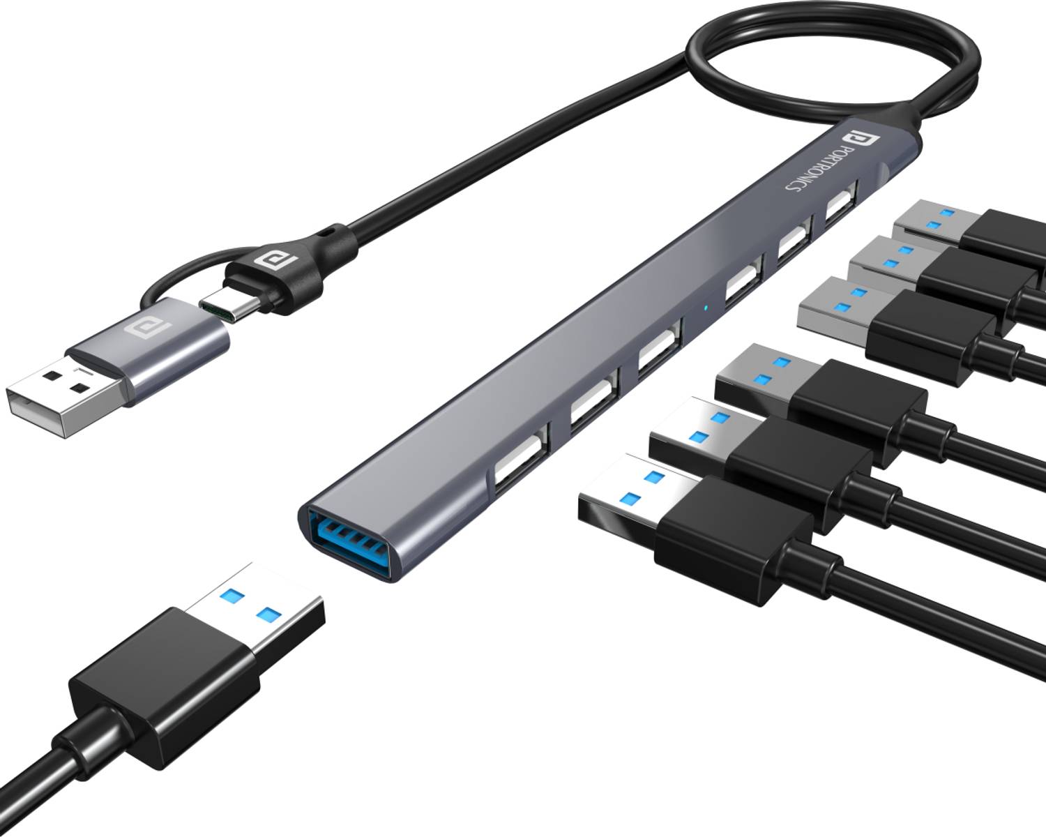 Portronics Mport 7 Multiport 7-in-1 USB HUB with Convertible Head