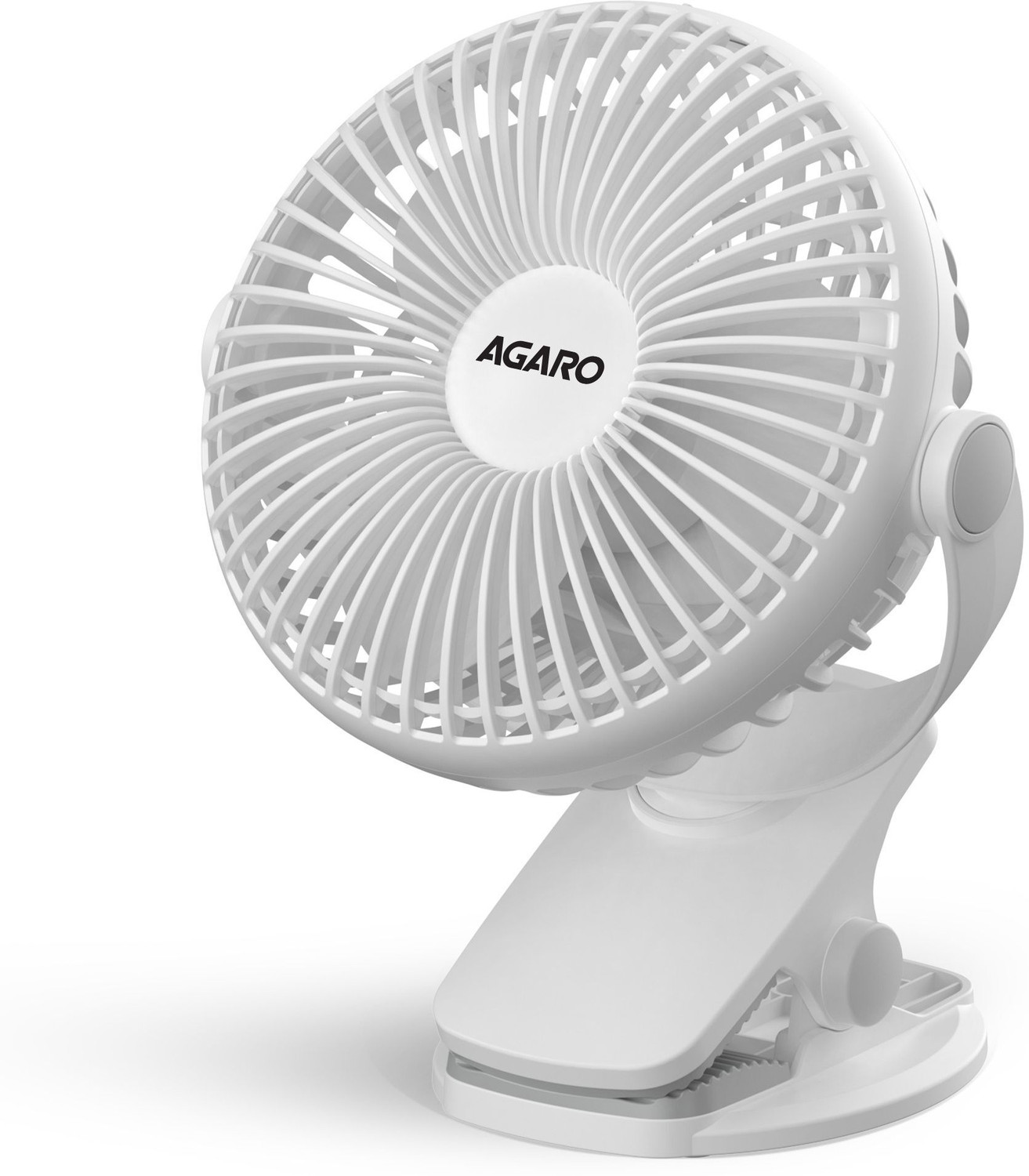 Image of AGARO Regal Portable Clamp Fan | Rechargeable USB-C Compatible Table Fan with 3 Speeds, Multi-Clip Function, 3400 RPM & 5 Hours Runtime USB Fan