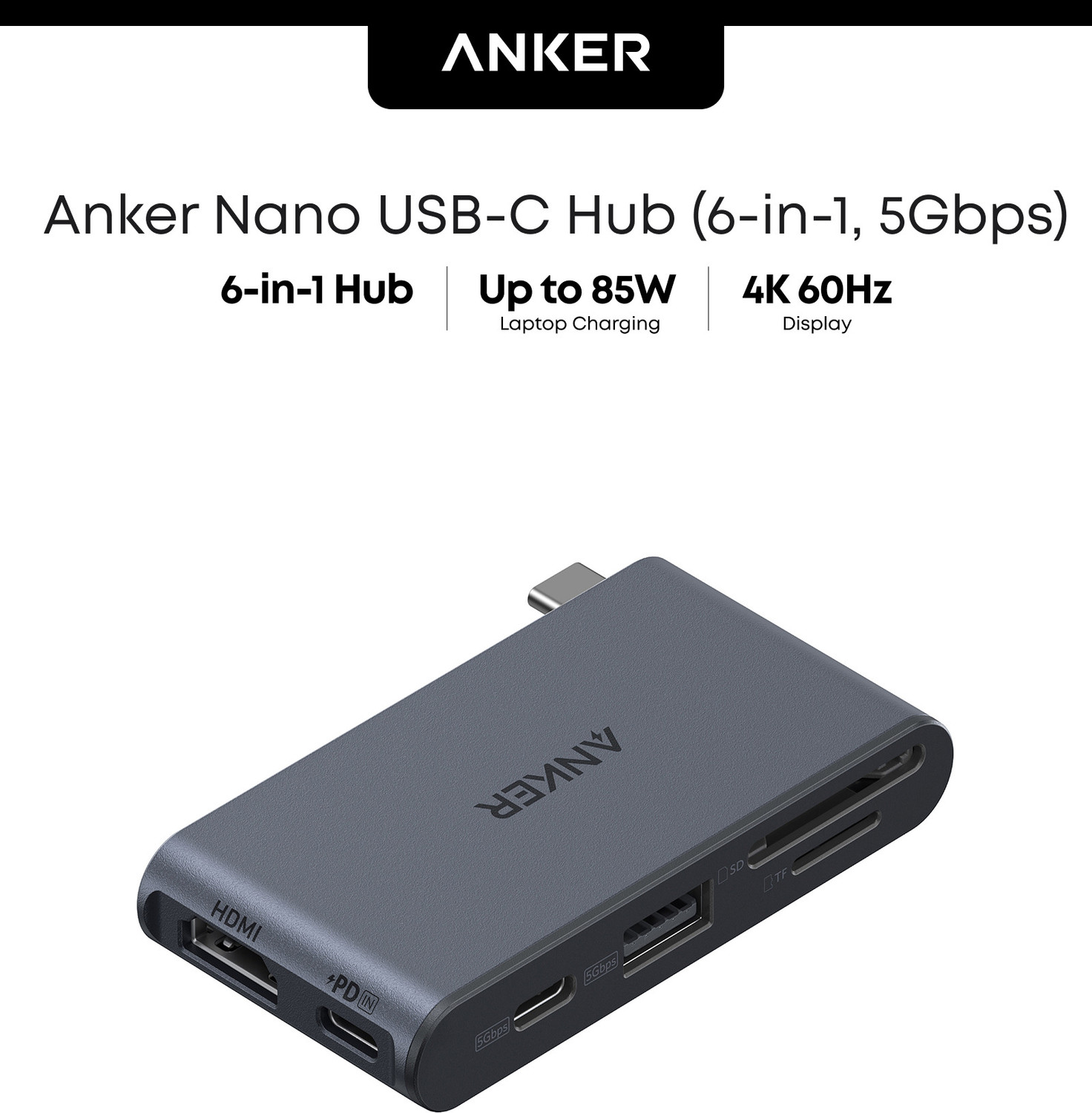Image of Anker Anker Nano USB-C Hub (6-in-1, 5Gbps) A83C3J12 USB Hub