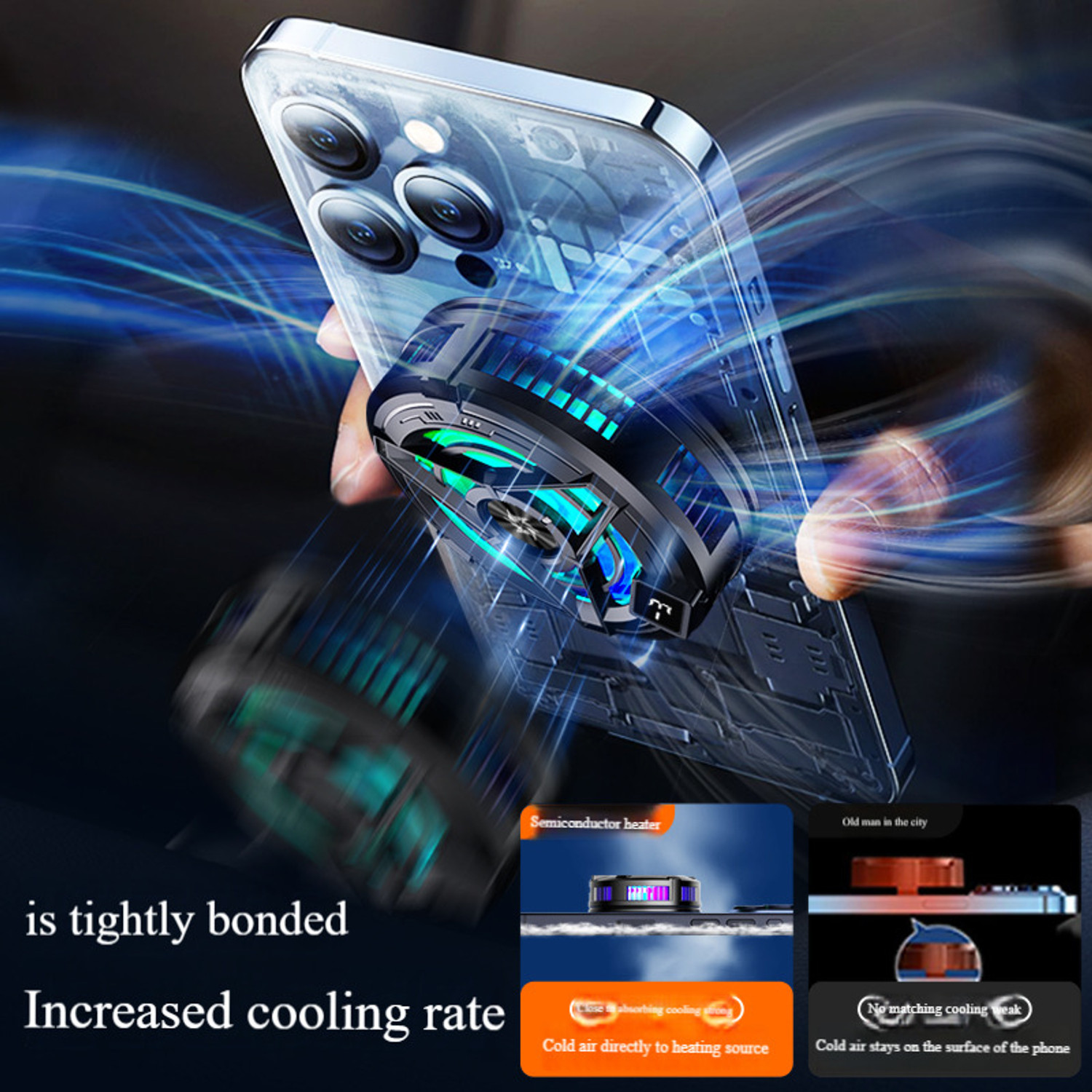 Image of SKOON Magnetic Mobile Cooler | Metal Adhesive Plate | Universal Clip | LED display USB Fan