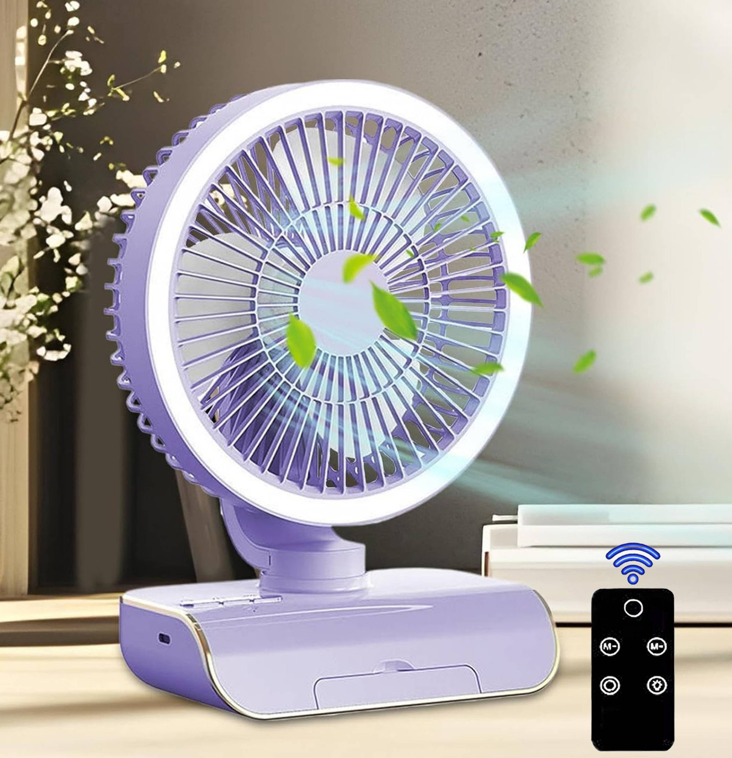 Image of Tazomi Portable USB Fan with 3 Speeds|Up to 5-hours Battery Backup|Type-C Charging Mini Portable Battery Operated Multi-Function USB Fan
