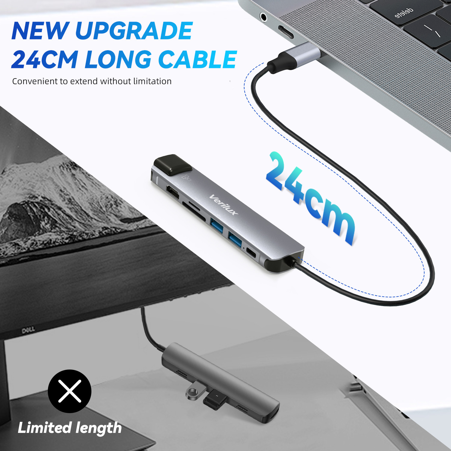 Image of Verilux Verilux 7-In-1 USB C Hub USB 3.0,USB 2.0 USB C Hub for More Type-C Enabled Device USB Hub