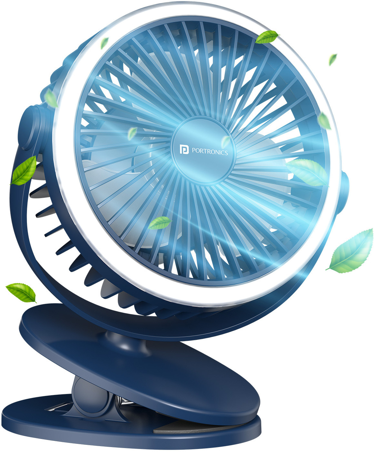 Image of Portronics ClipCool Portable Rechargeable Fan with Clip & Ring Light, 360 Rotatable POR-3050 USB Fan