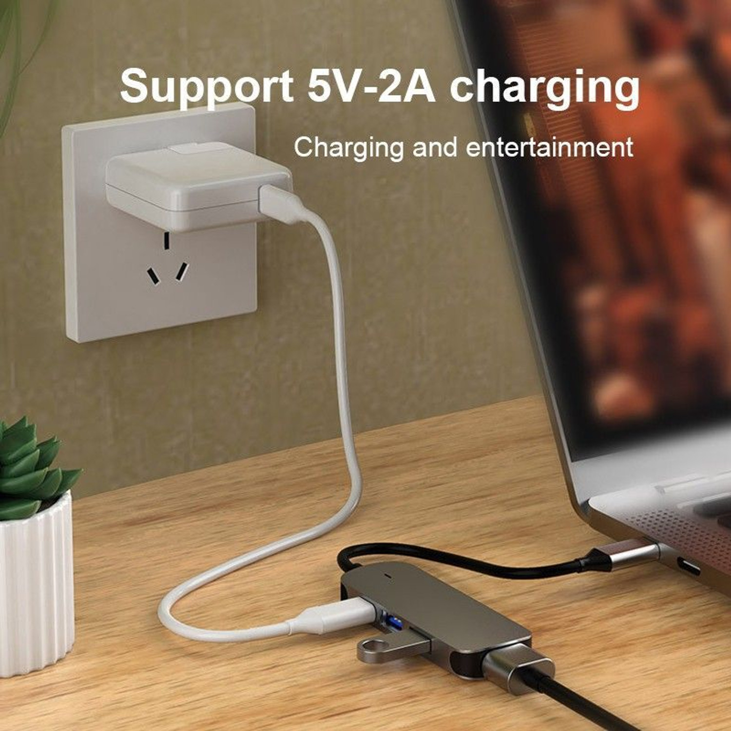 Image of Kapa USB C Type HUB 4 in 1 Adapter , Aluminium Multi Port Dongle Type-C to USB Ports, 4K HDMI Port, PD Charging Port For Macbook Pro /Air, Lenovo, Dell, Samsung Dex Other Type C Phones & Devices AT22258 Laptop Accessory, USB Hub