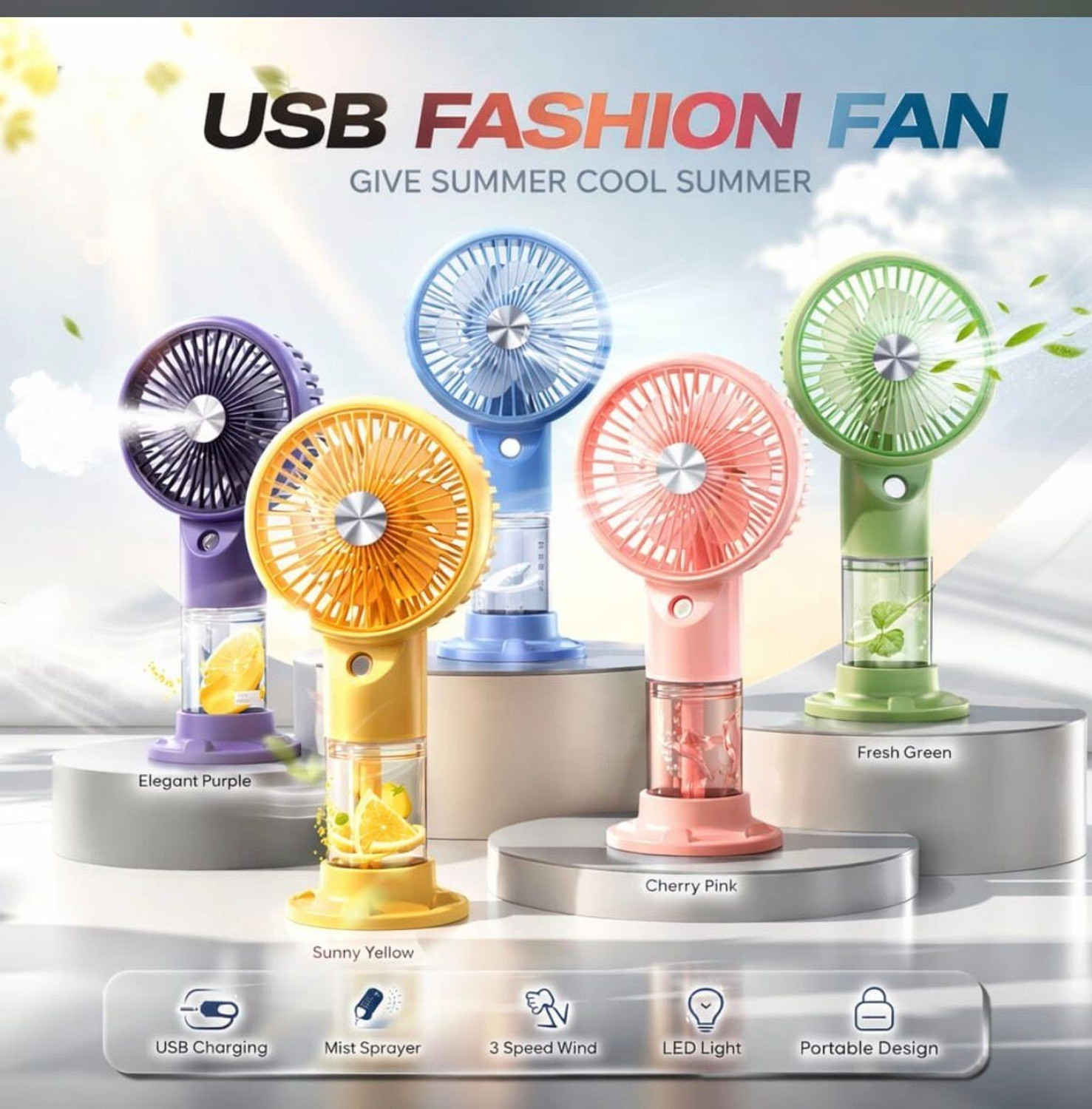 Image of Care 4 SPRAY MIST FAN HX-12-5 SPARY MIST HAND FAN HIGH SPEED C TYPE CHARGING USB Fan
