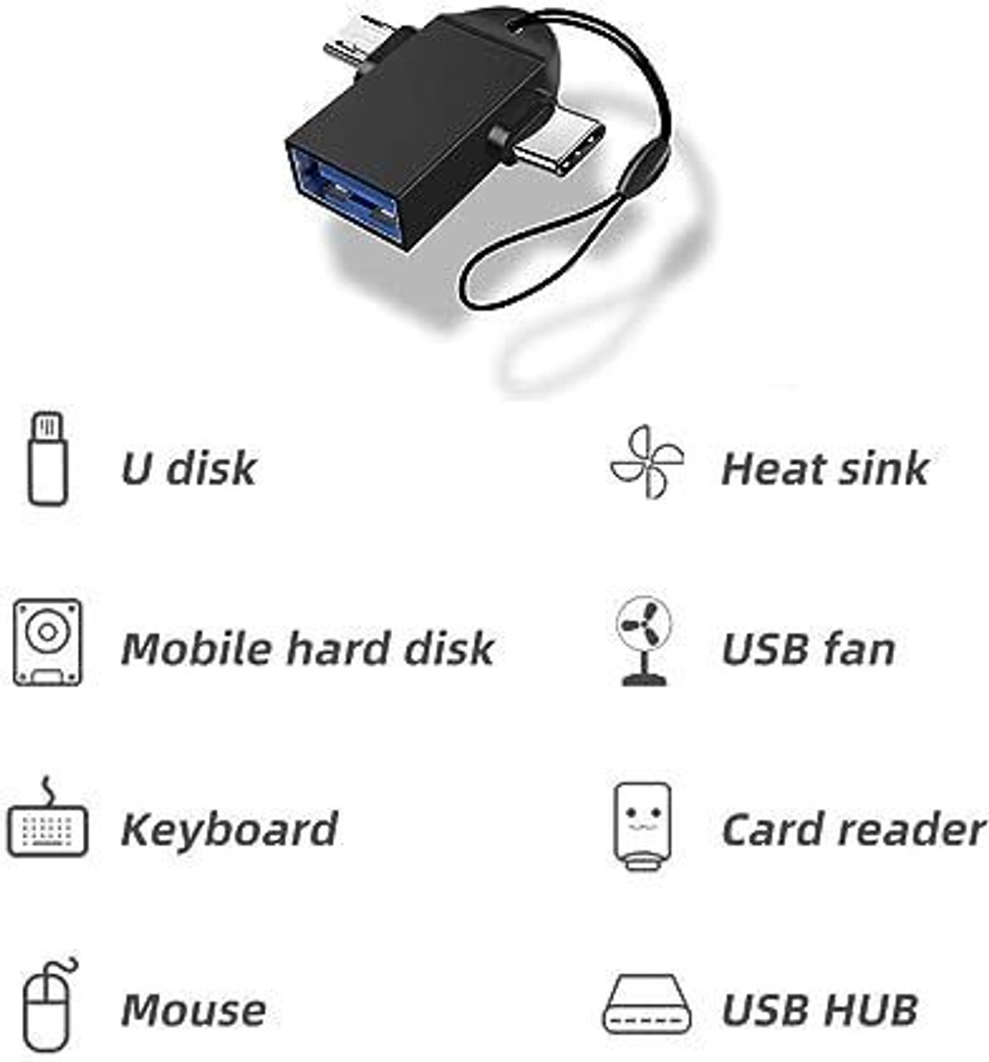 Image of APNA KANHA USB 3.0 to Type-C with Micro-USB Port Converter Data Transfer Adapter For Smartphone, Tablet, PenDrive, Mouse, Laptop USB Cable