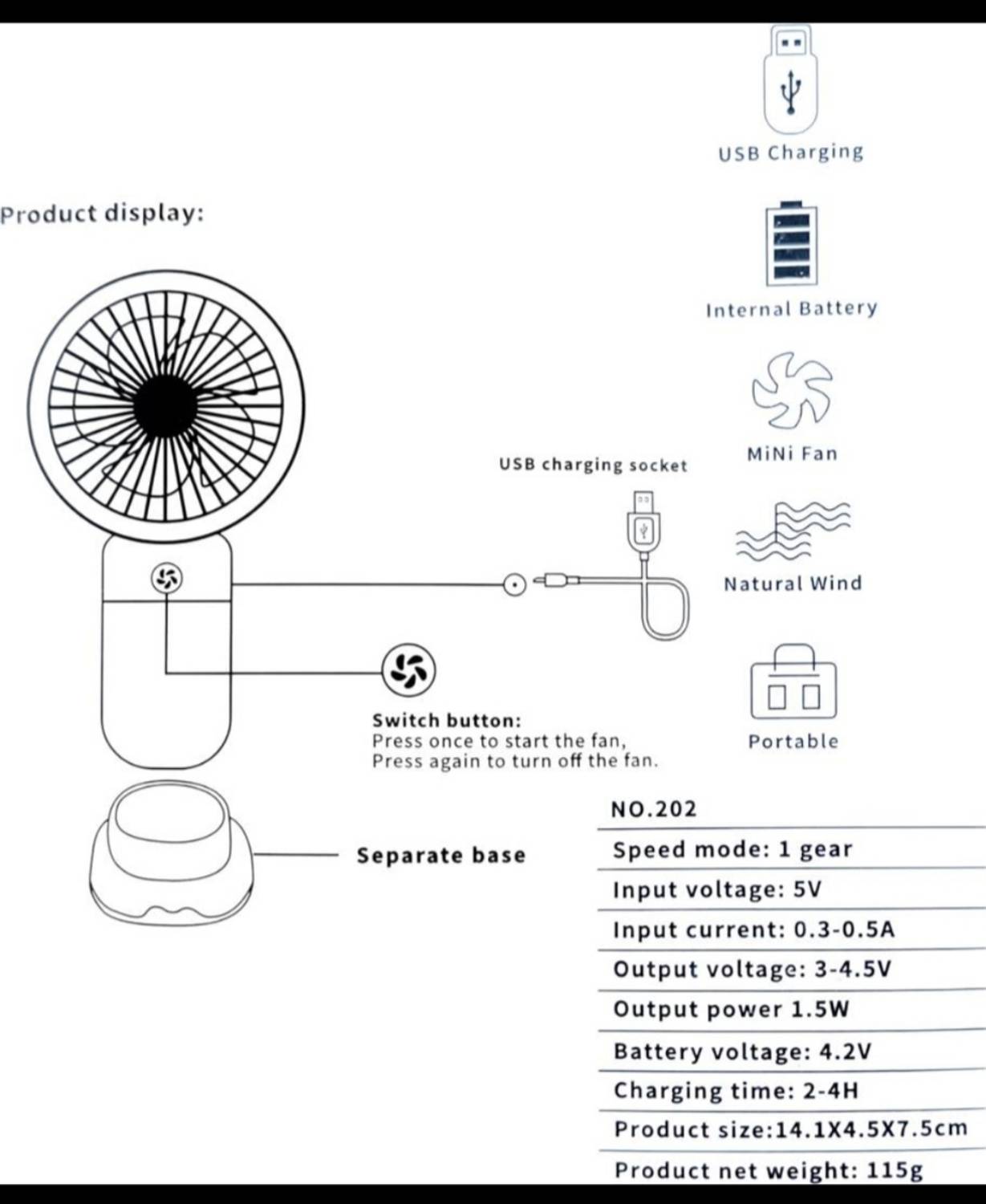 Samogrik Mini Portable Hand USB Fan - Image 4