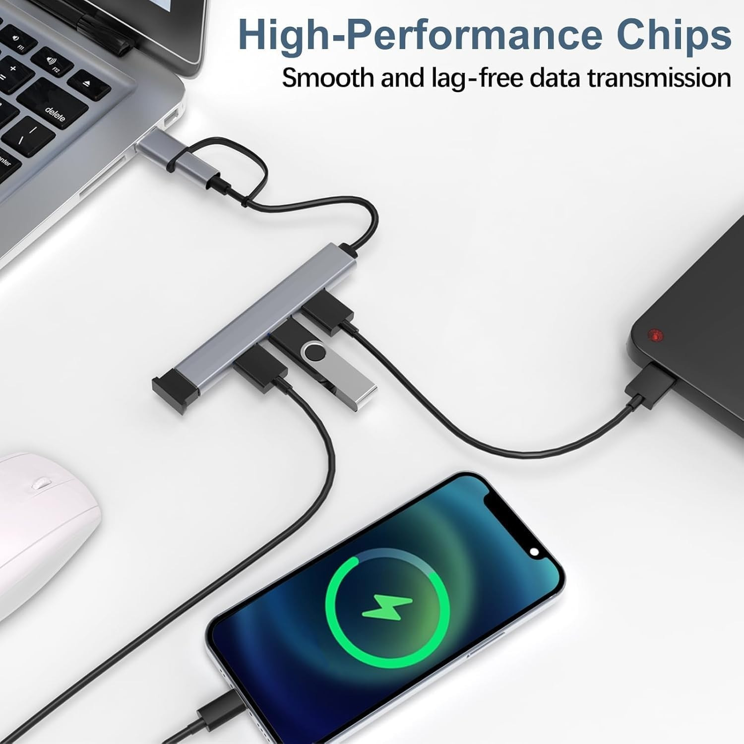 Image of Gentle e kart Portable 4 in 1 USB Hub Adapter 3.0 Data Compatible Laptop 3.0 USB USB Hub