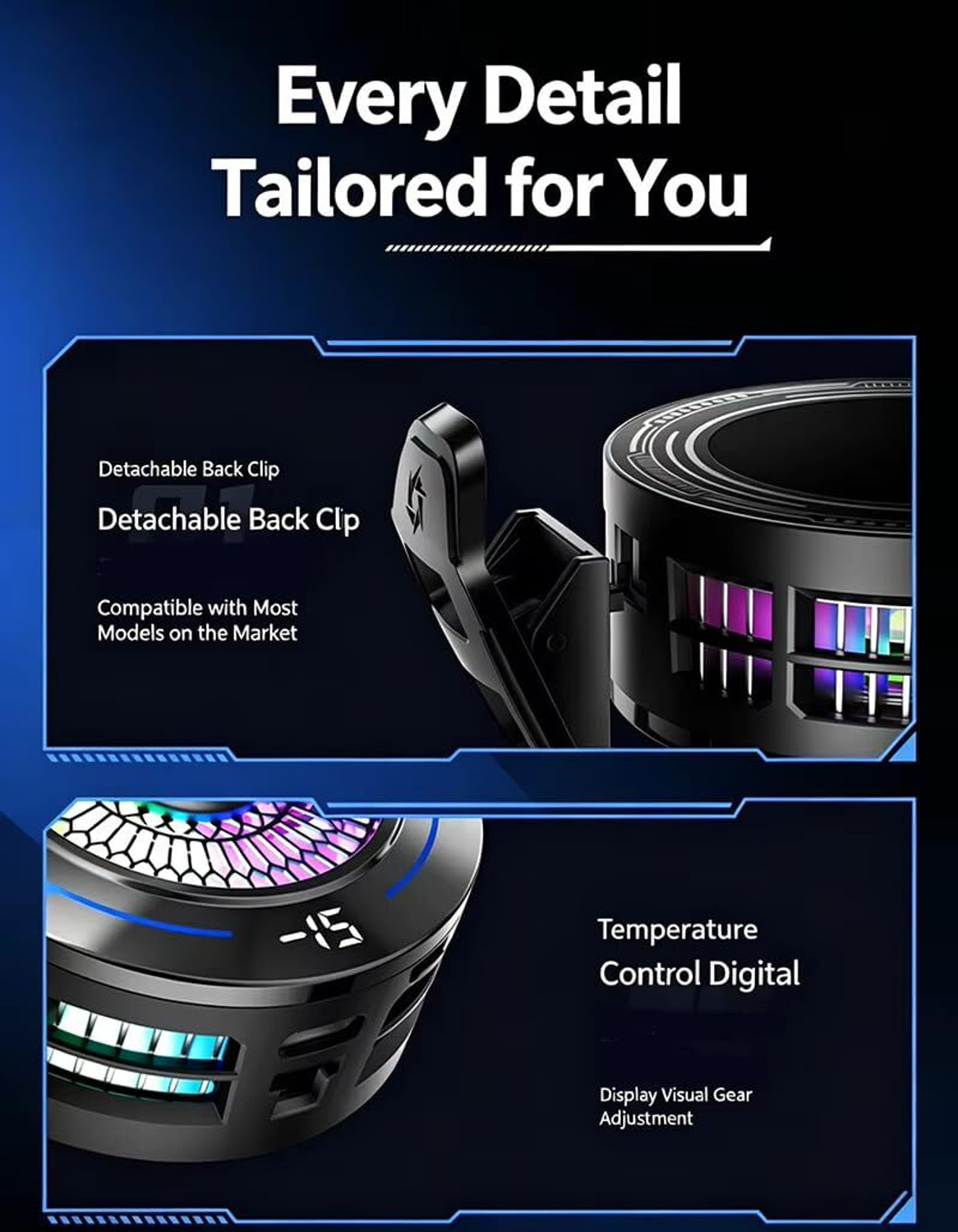 Image of VoiDrop Premium Metal Mobile Cooler With 0 Noise For Gaming BGMI Free Fire Pubg Turbo Mobile Cooler USB Air Cooler