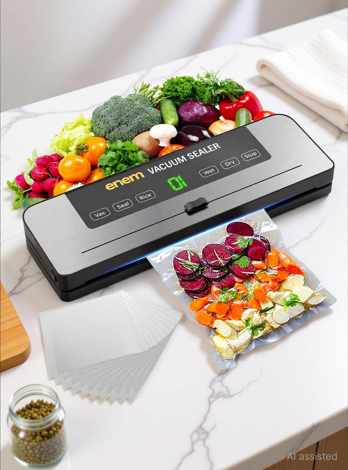 Image of Enem Sealing Machine for Food Packet with 10 Pouch Automatic Vacuum Bag Sealer