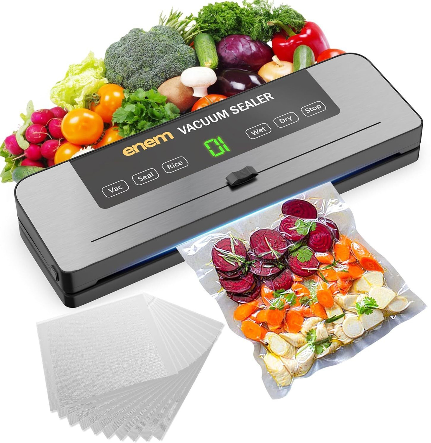 Image of Enem Sealing Machine for Food Packet with 10 Pouch Automatic Vacuum Bag Sealer