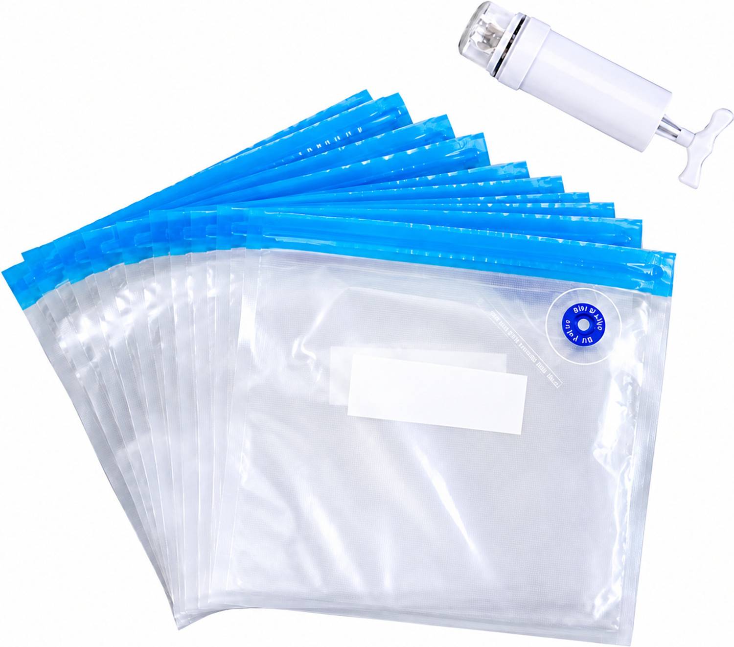 ANADI Resealable Food Grocery Vacuum Bags with Pump 21x22 cm for a Long Time Manual Vacuum Bag Sealer